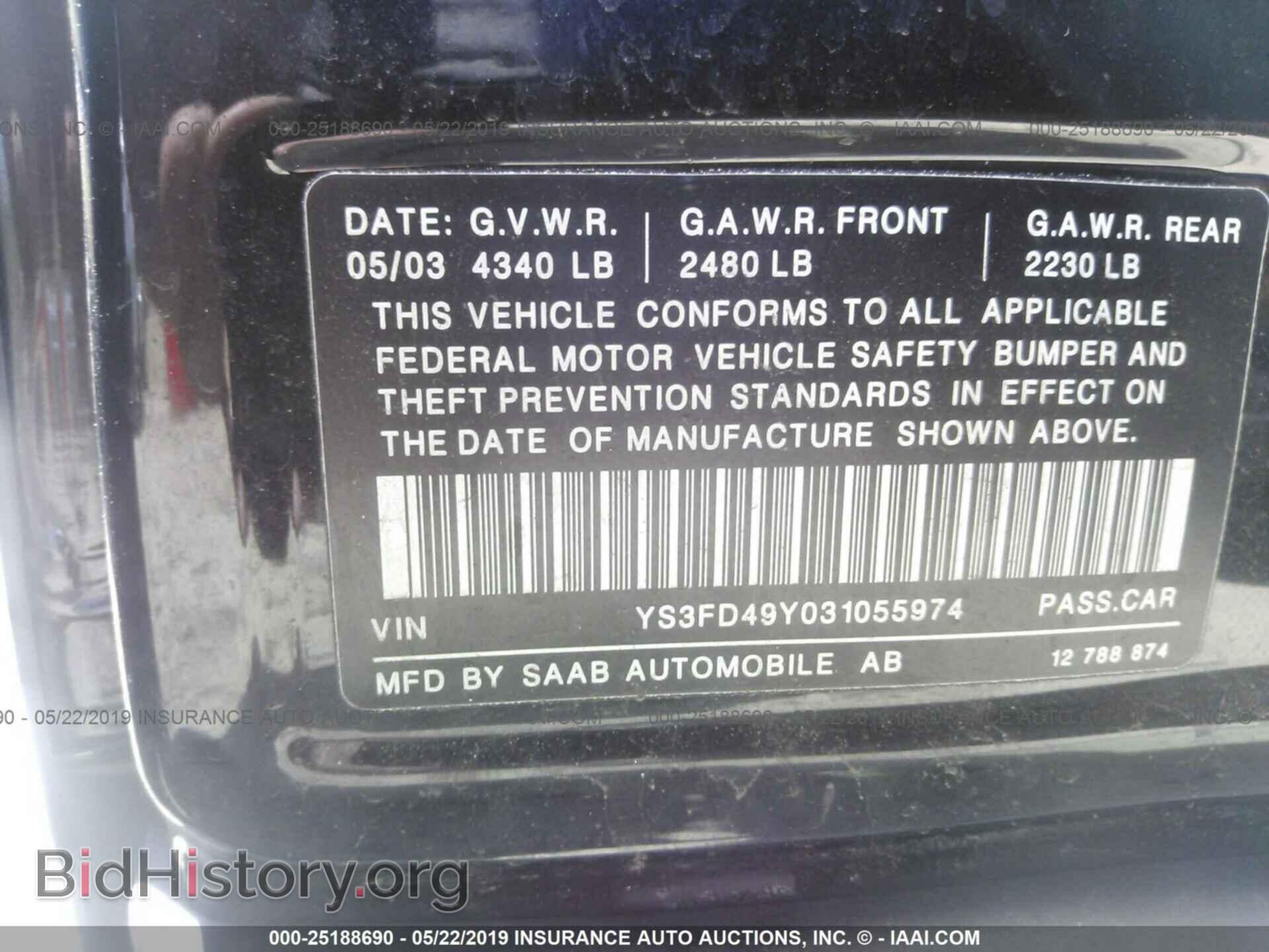 2003 SAAB 9-3 - VIN: YS3FD49Y031055974 - Photo 9