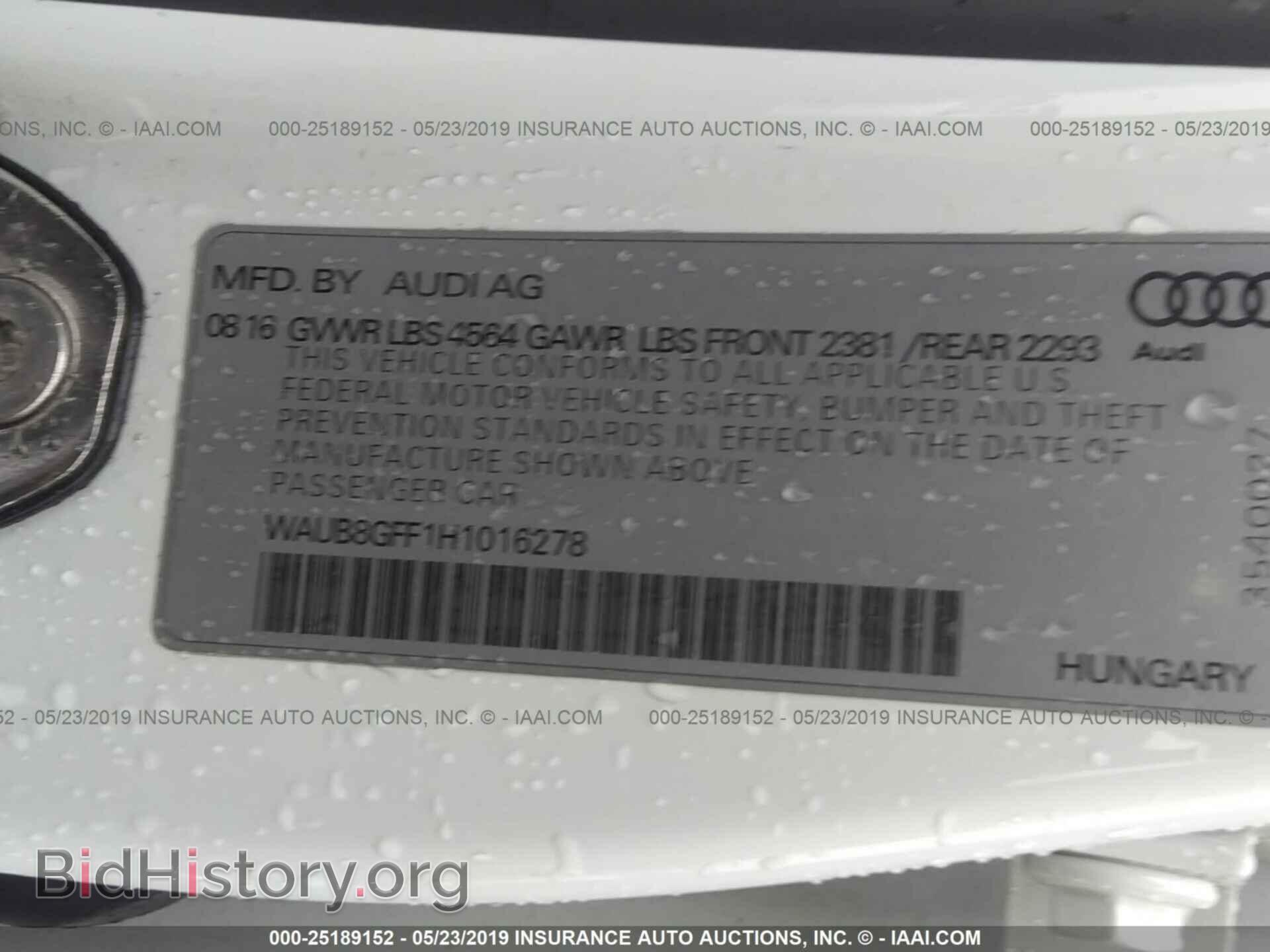 2017 AUDI A3 - VIN: WAUB8GFF1H1016278 - Фото 9