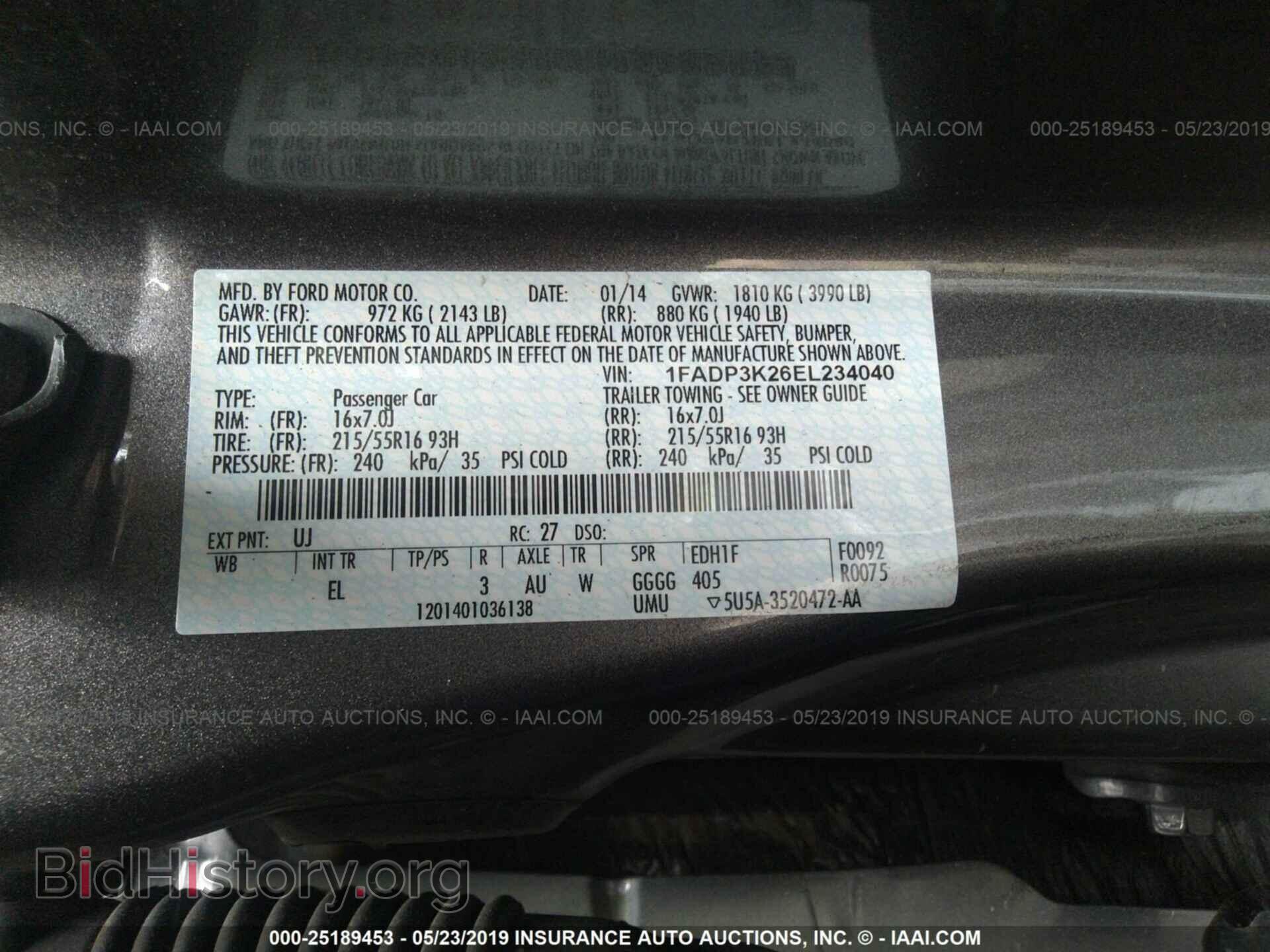 2014 FORD FOCUS - VIN: 1FADP3K26EL234040 - Фото 9