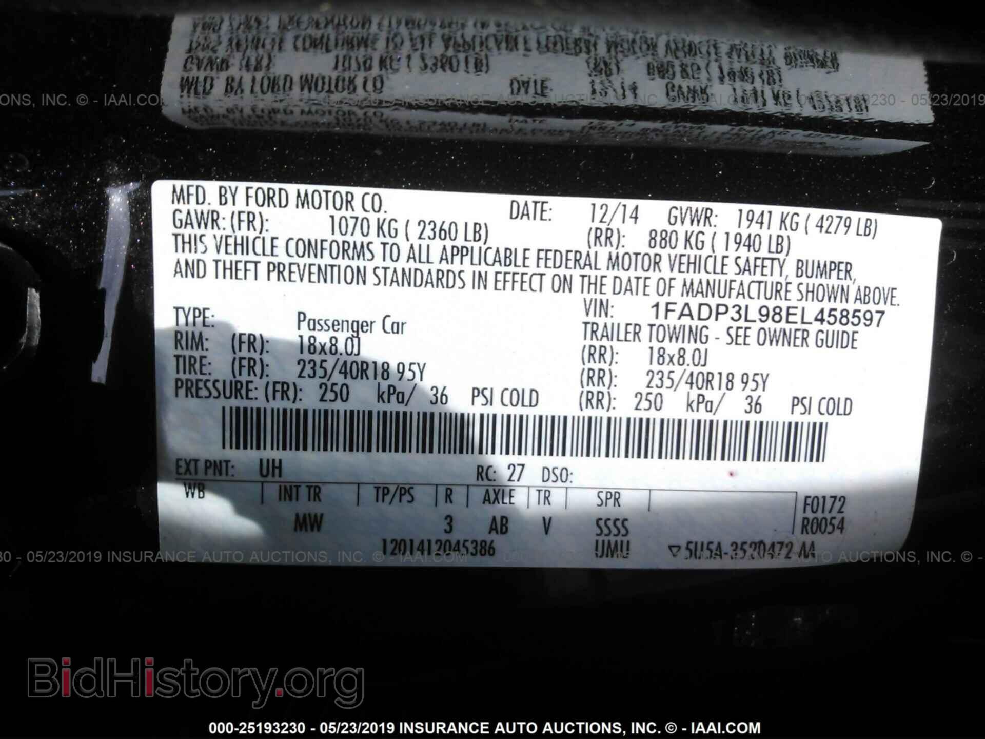 2014 FORD FOCUS - VIN: 1FADP3L98EL458597 - Фото 9