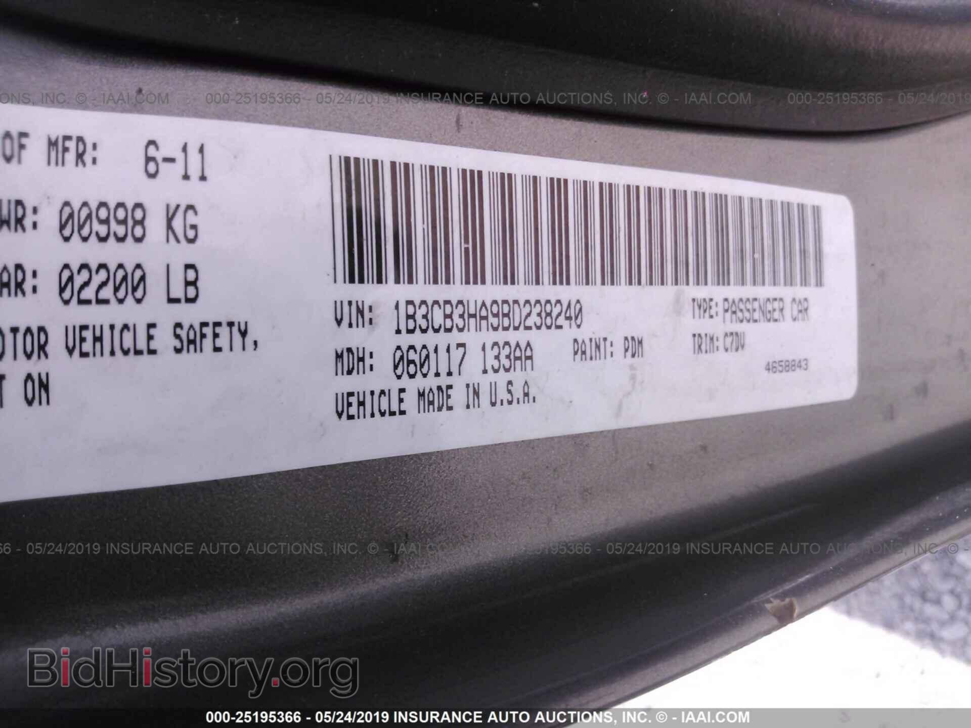 2011 DODGE CALIBER - VIN: 1B3CB3HA9BD238240 - Фото 9