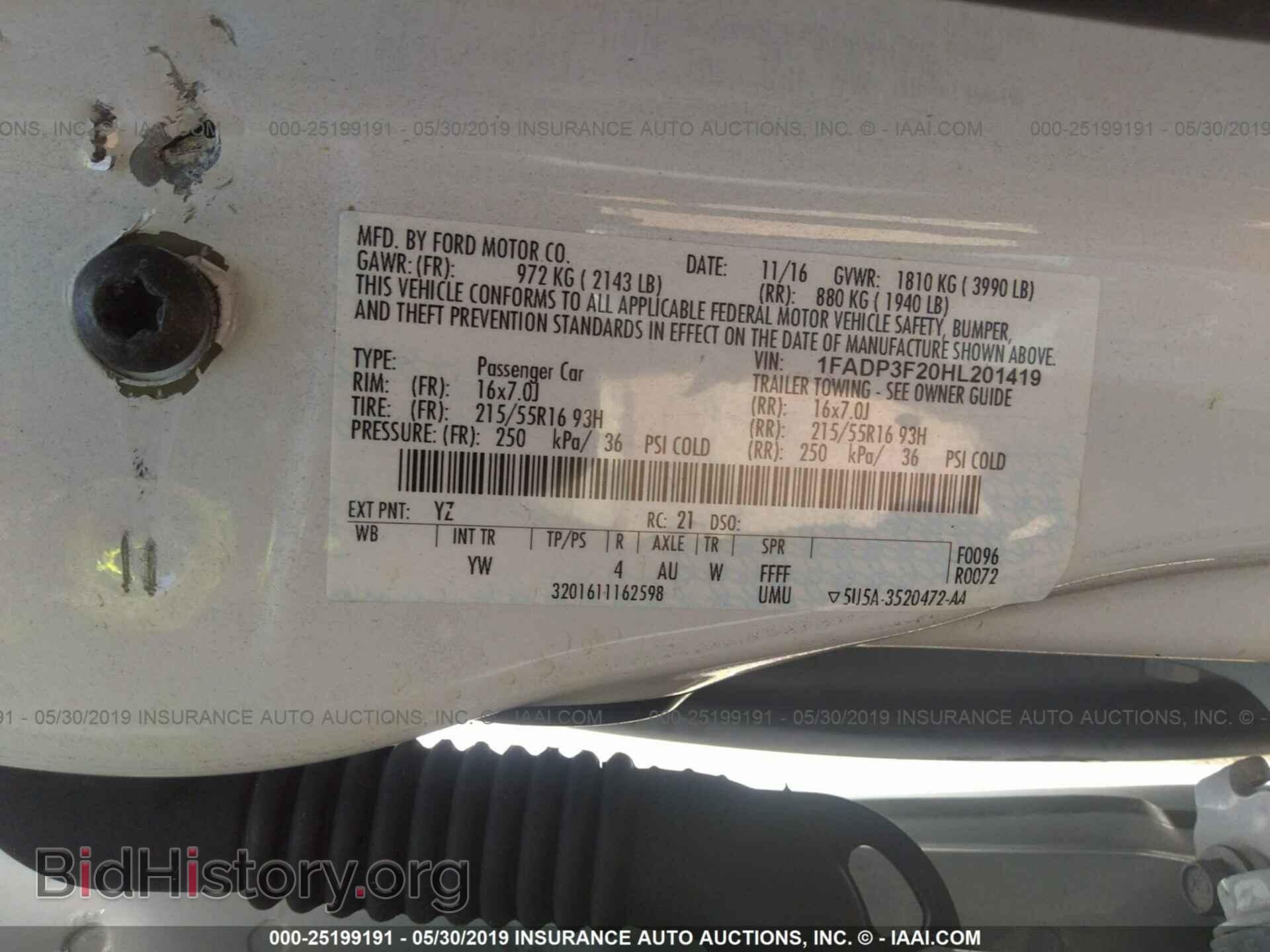2017 FORD FOCUS - VIN: 1FADP3F20HL201419 - Фото 9