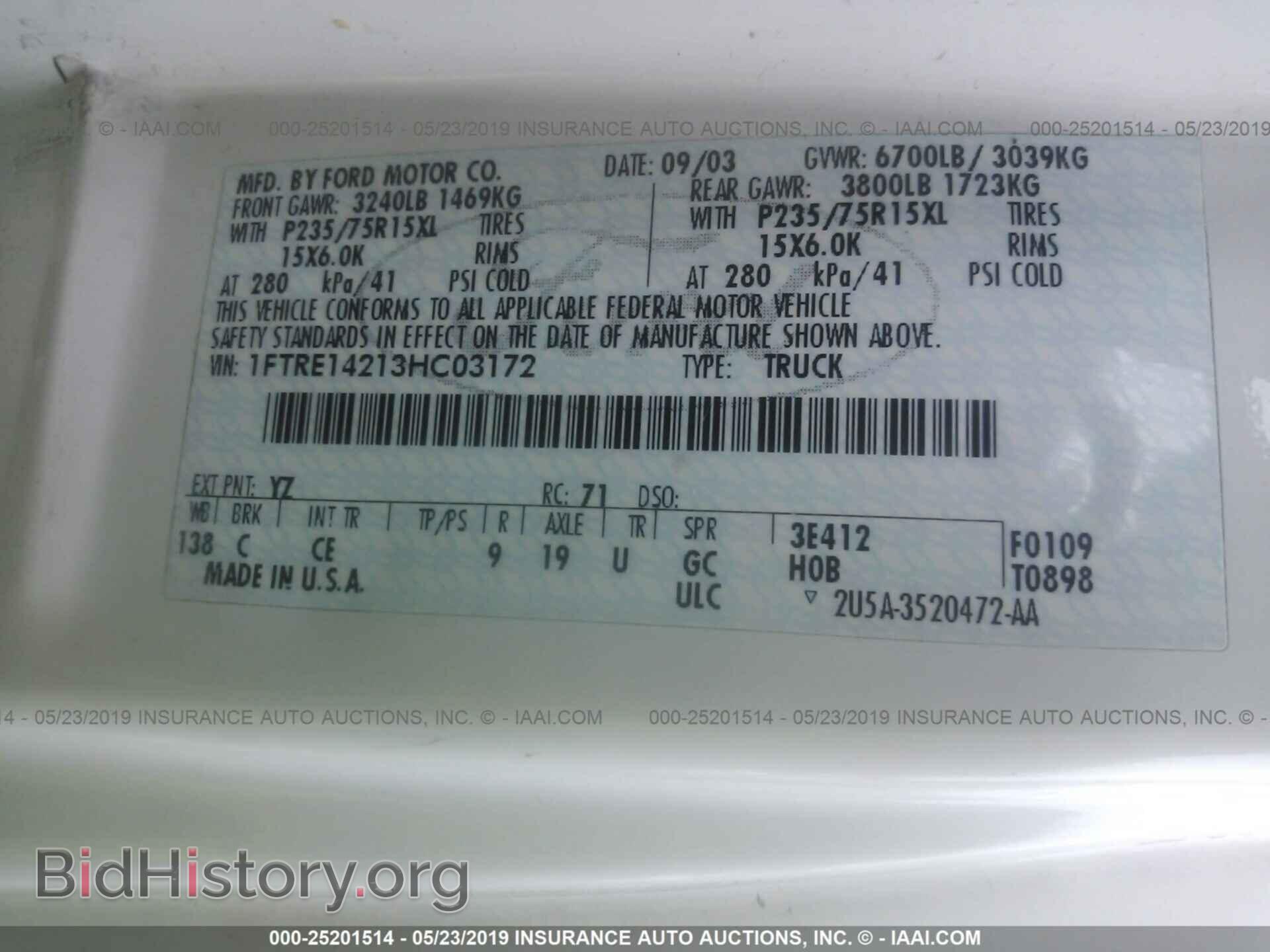 2003 FORD ECONOLINE - VIN: 1FTRE14213HC03172 - Photo 9