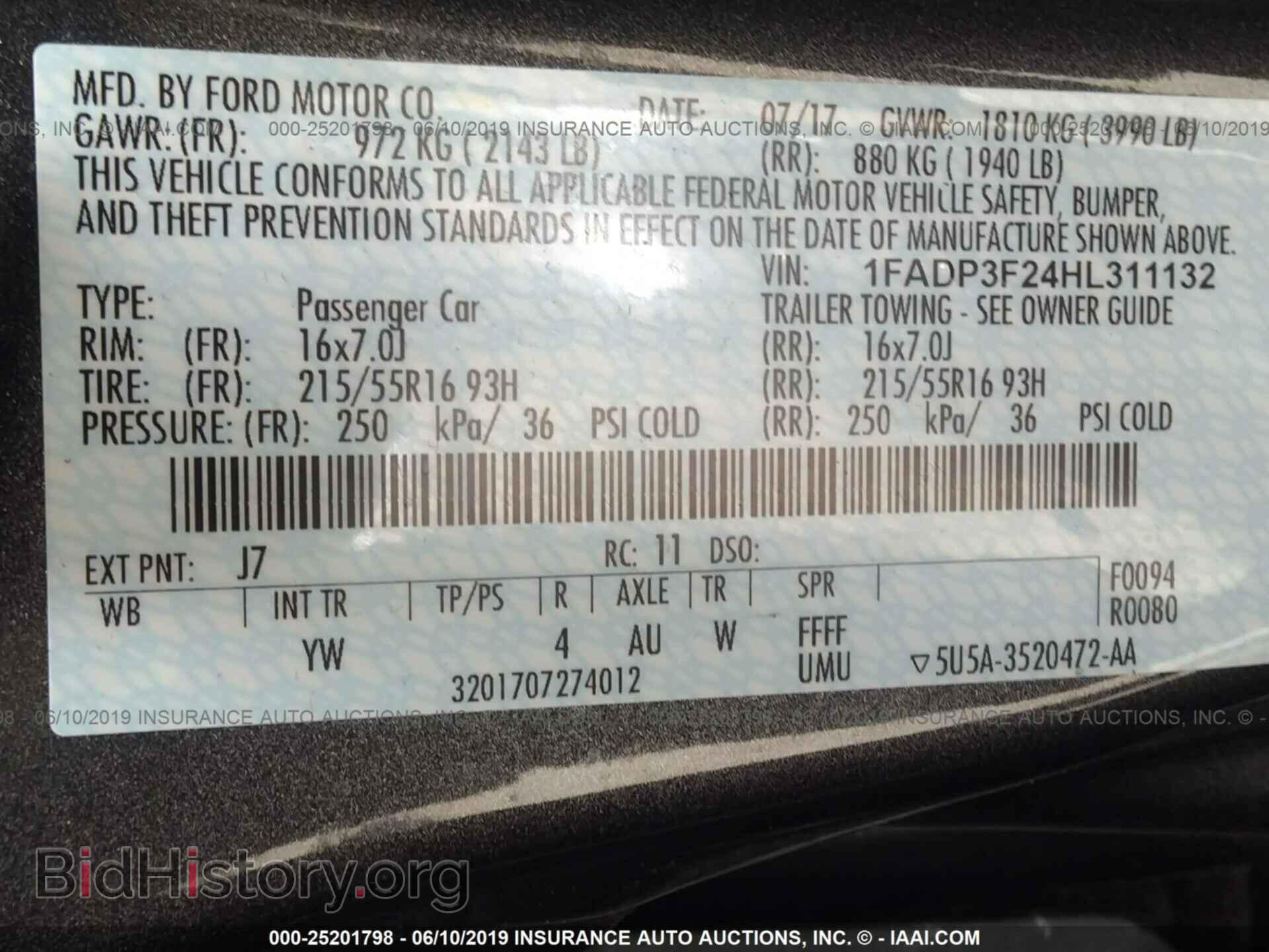 2017 FORD FOCUS - VIN: 1FADP3F24HL311132 - Фото 9