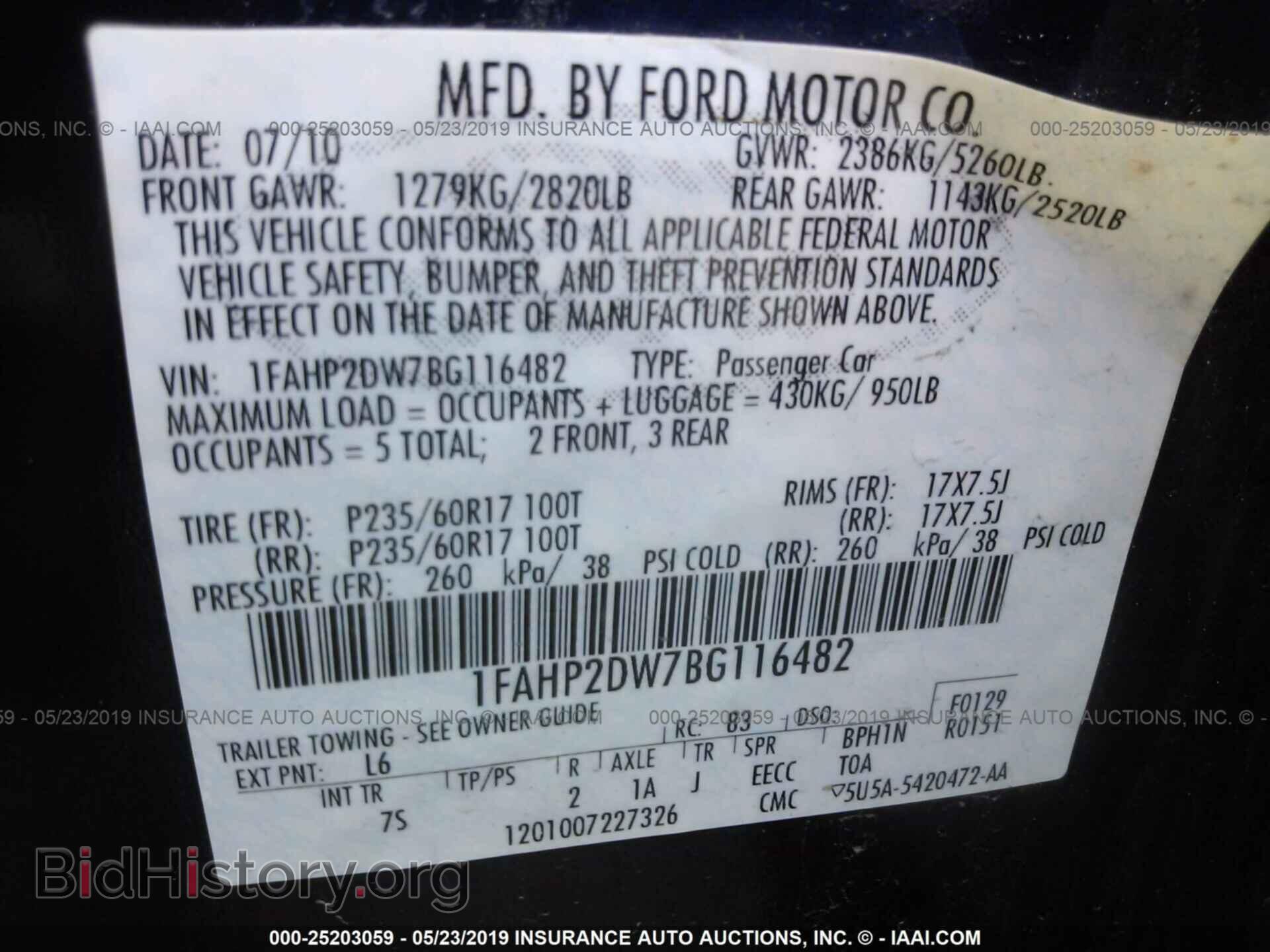 2011 FORD TAURUS - VIN: 1FAHP2DW7BG116482 - Photo 9
