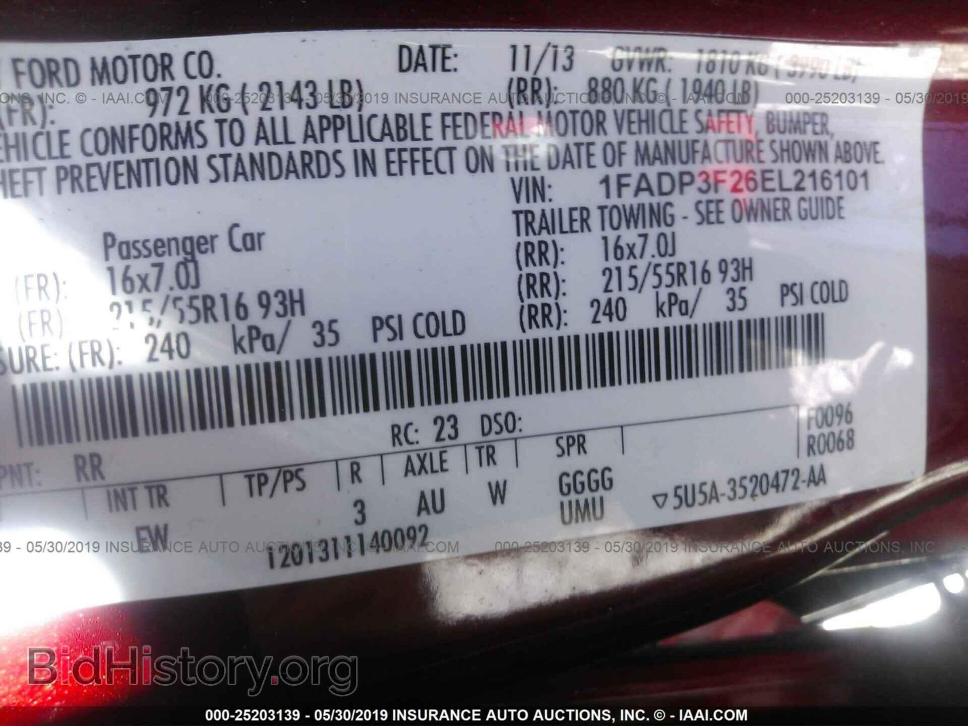 2014 FORD FOCUS - VIN: 1FADP3F26EL216101 - Фото 9