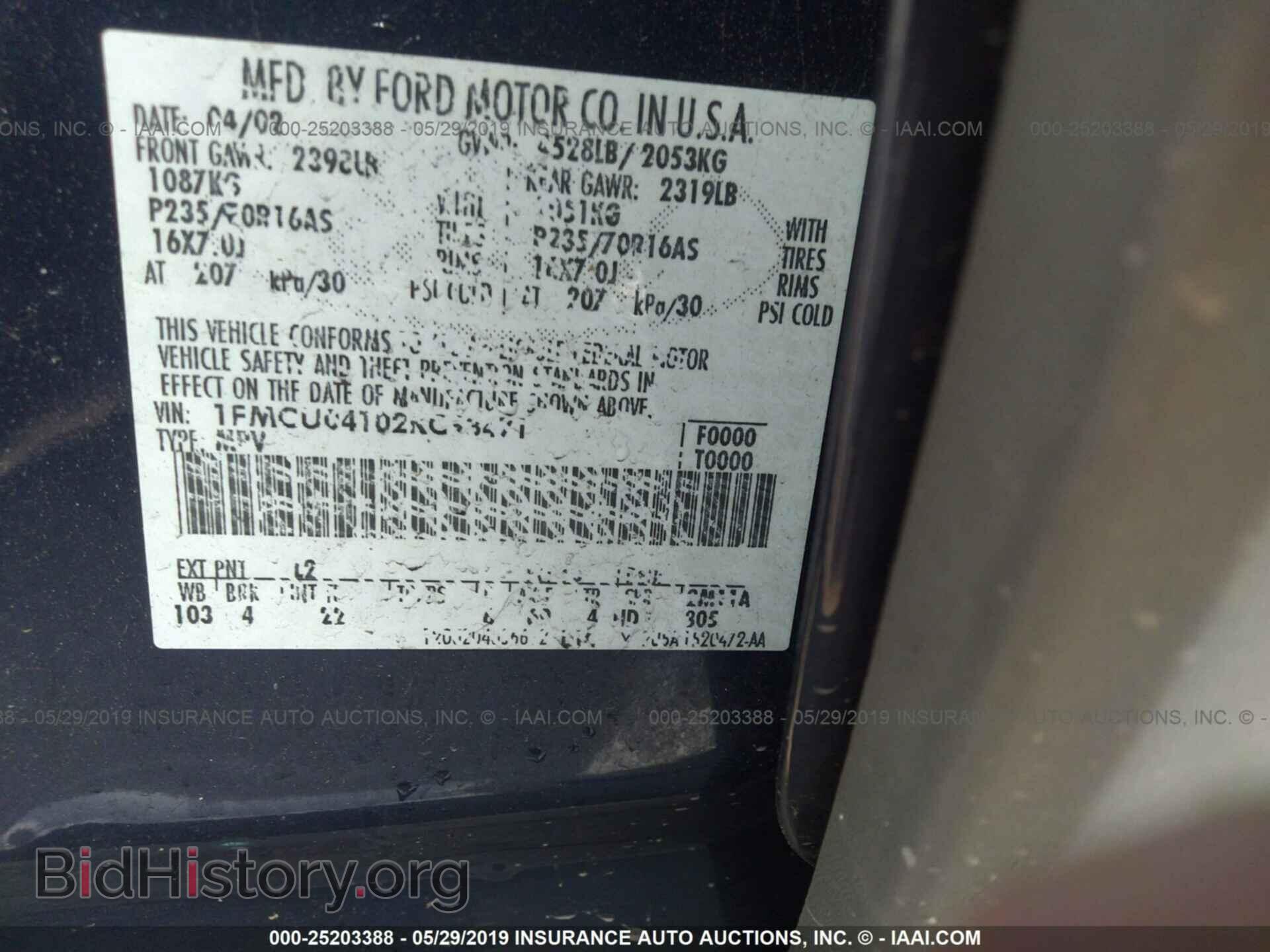 2002 FORD ESCAPE - VIN: 1FMCU04102KC93471 - Photo 9