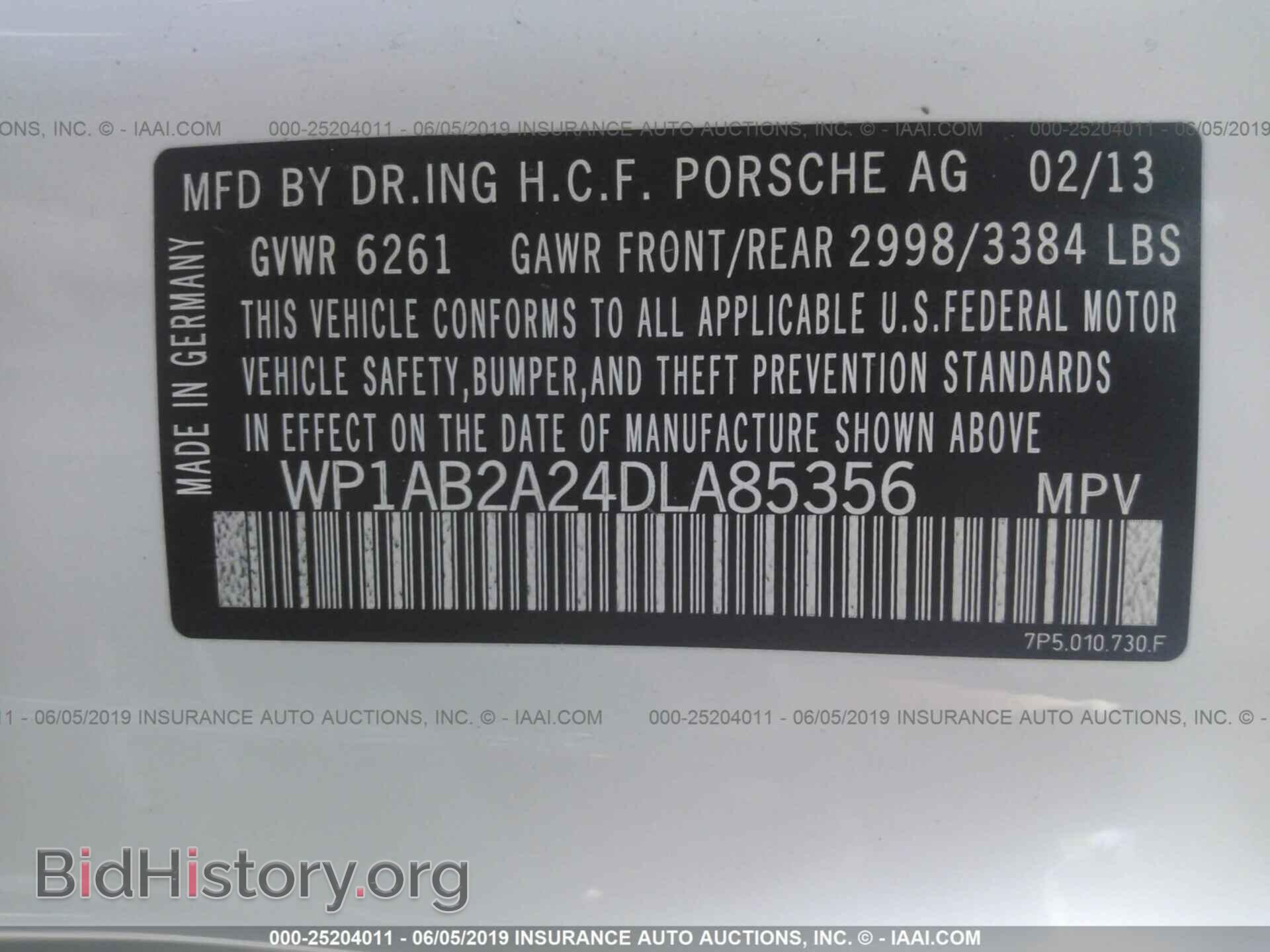 2013 PORSCHE CAYENNE - VIN: WP1AB2A24DLA85356 - Фото 9
