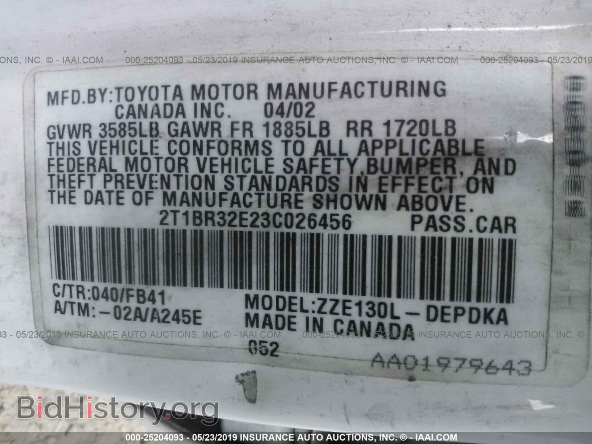 2003 TOYOTA COROLLA - VIN: 2T1BR32E23C026456 - Photo 9