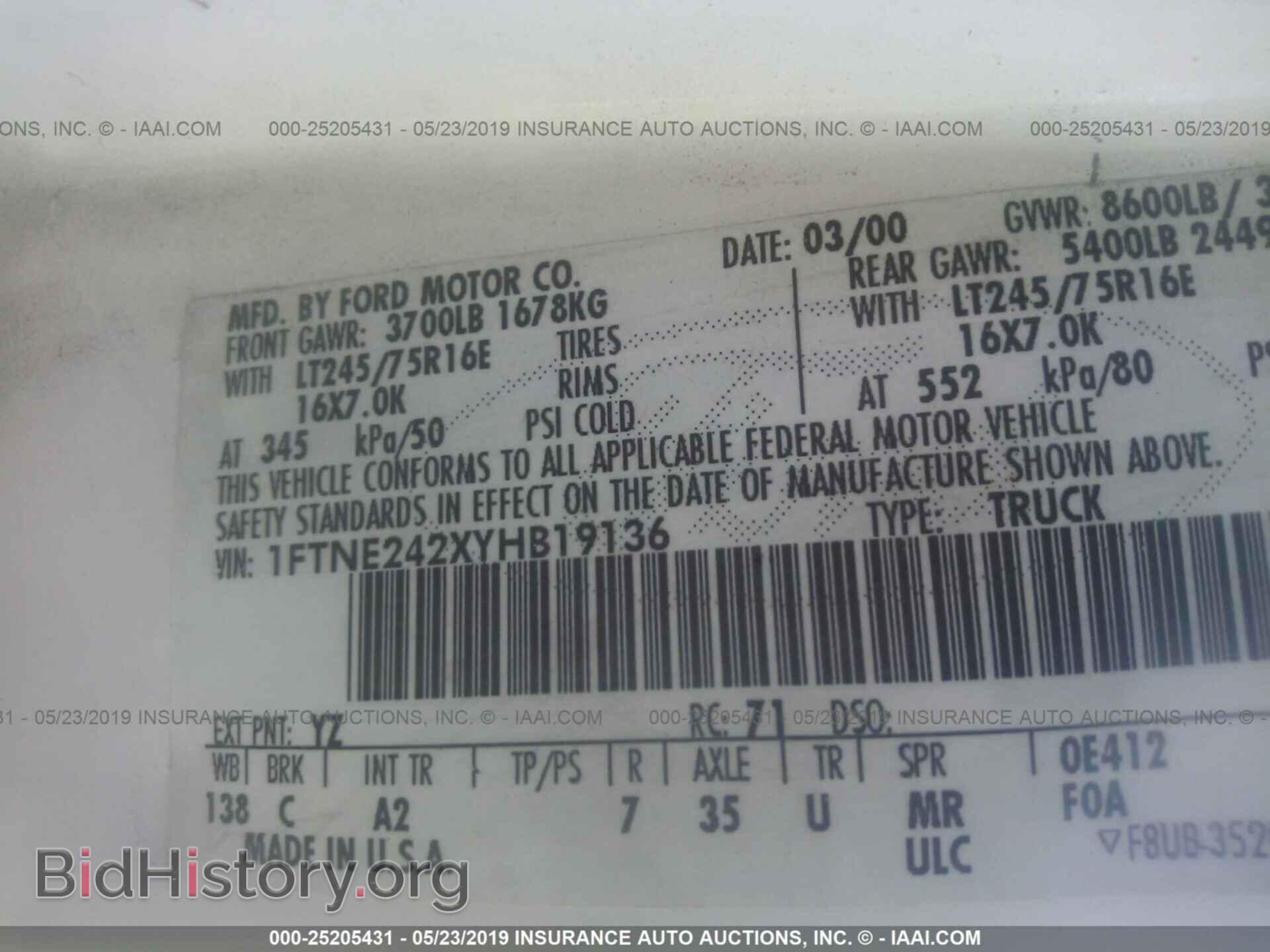 2000 FORD ECONOLINE - VIN: 1FTNE242XYHB19136 - Photo 9
