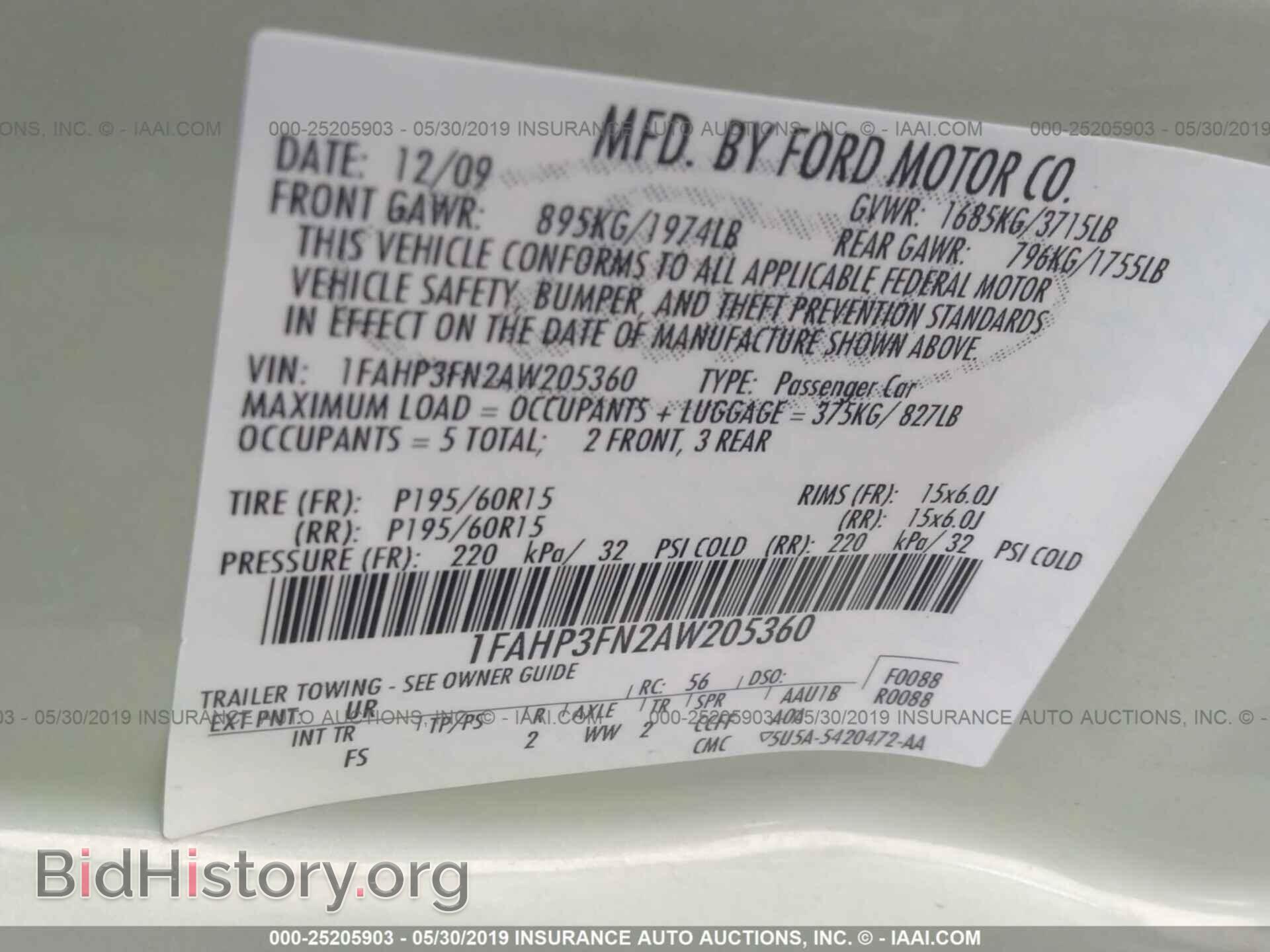 2010 FORD FOCUS - VIN: 1FAHP3FN2AW205360 - Фото 9