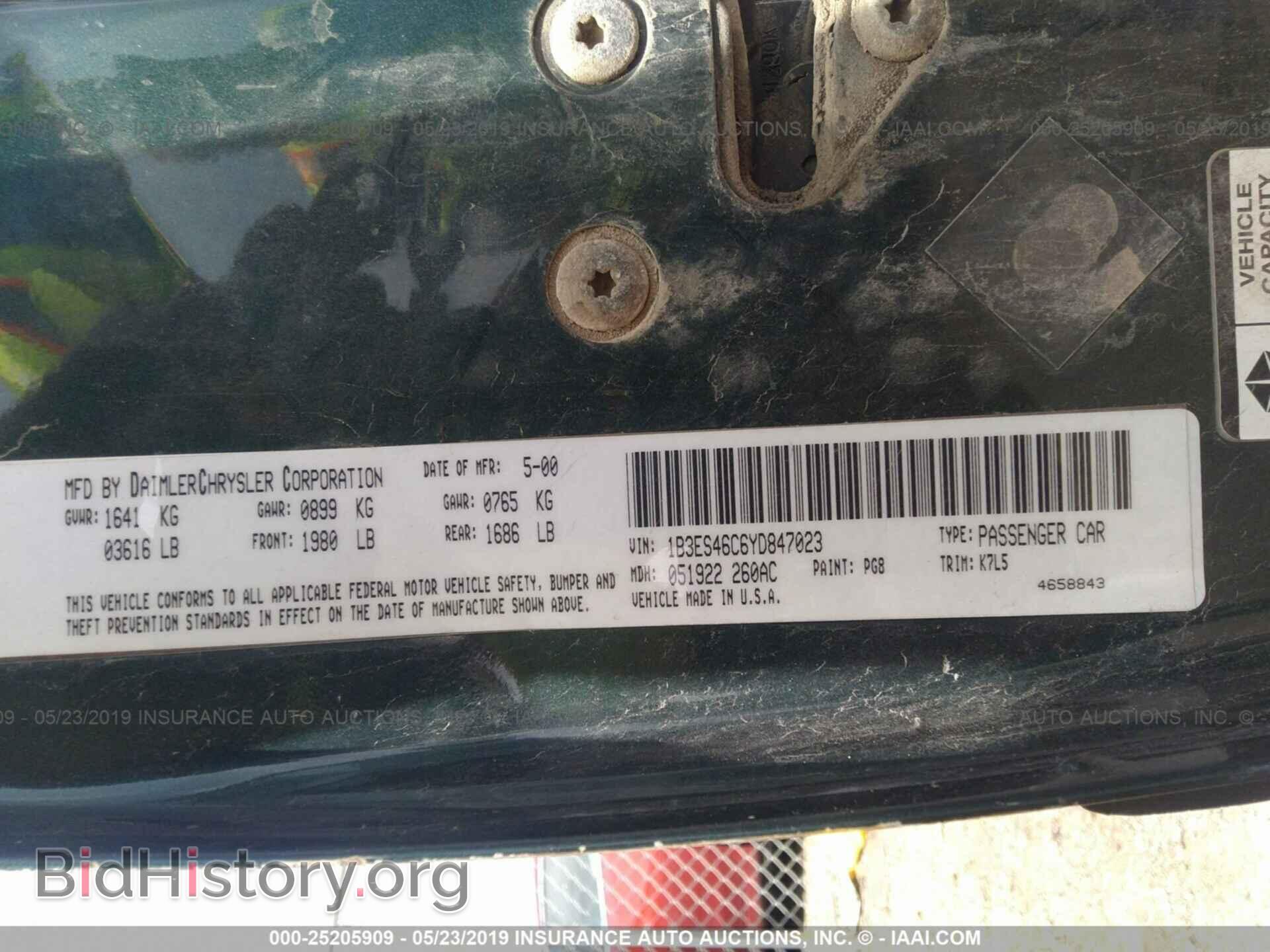 2000 DODGE NEON - VIN: 1B3ES46C6YD847023 - Фото 9