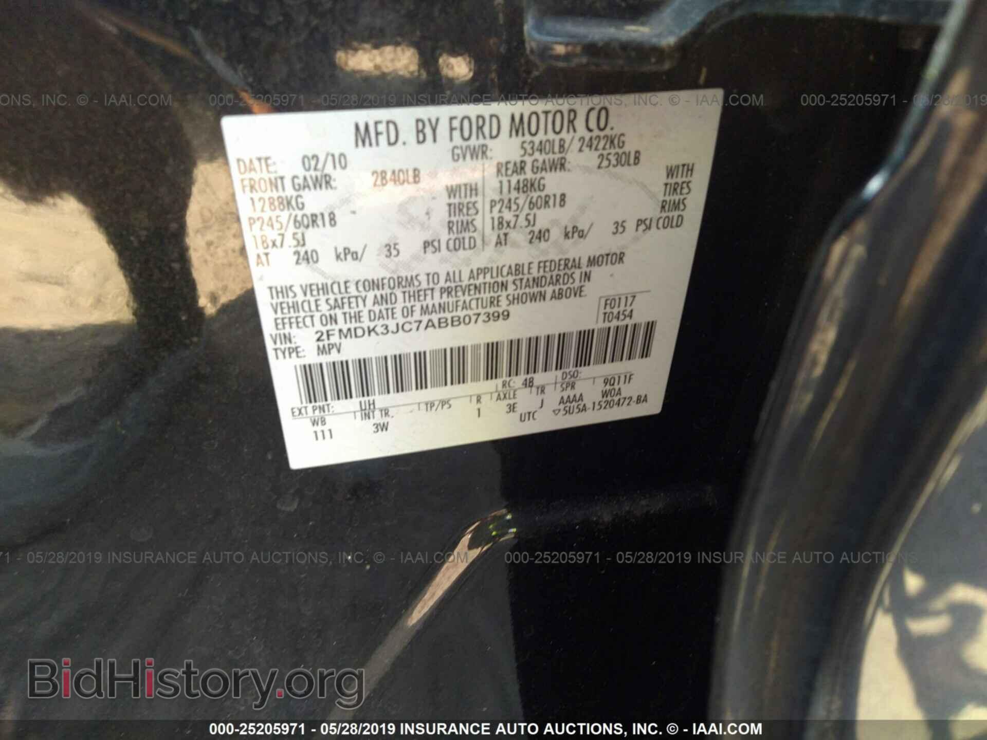 2010 FORD EDGE - VIN: 2FMDK3JC7ABB07399 - Фото 9