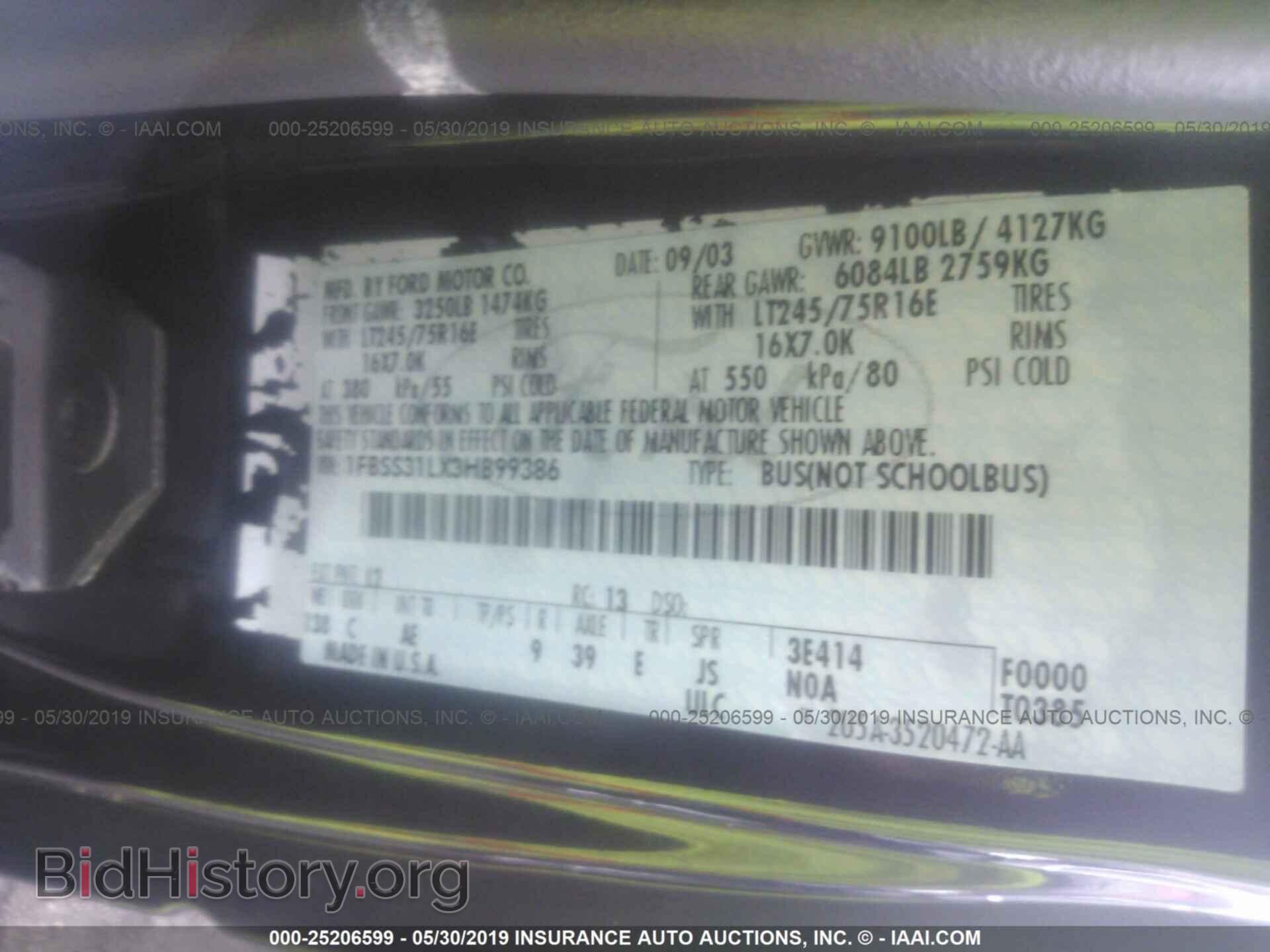 2003 FORD ECONOLINE - VIN: 1FBSS31LX3HB99386 - Фото 9