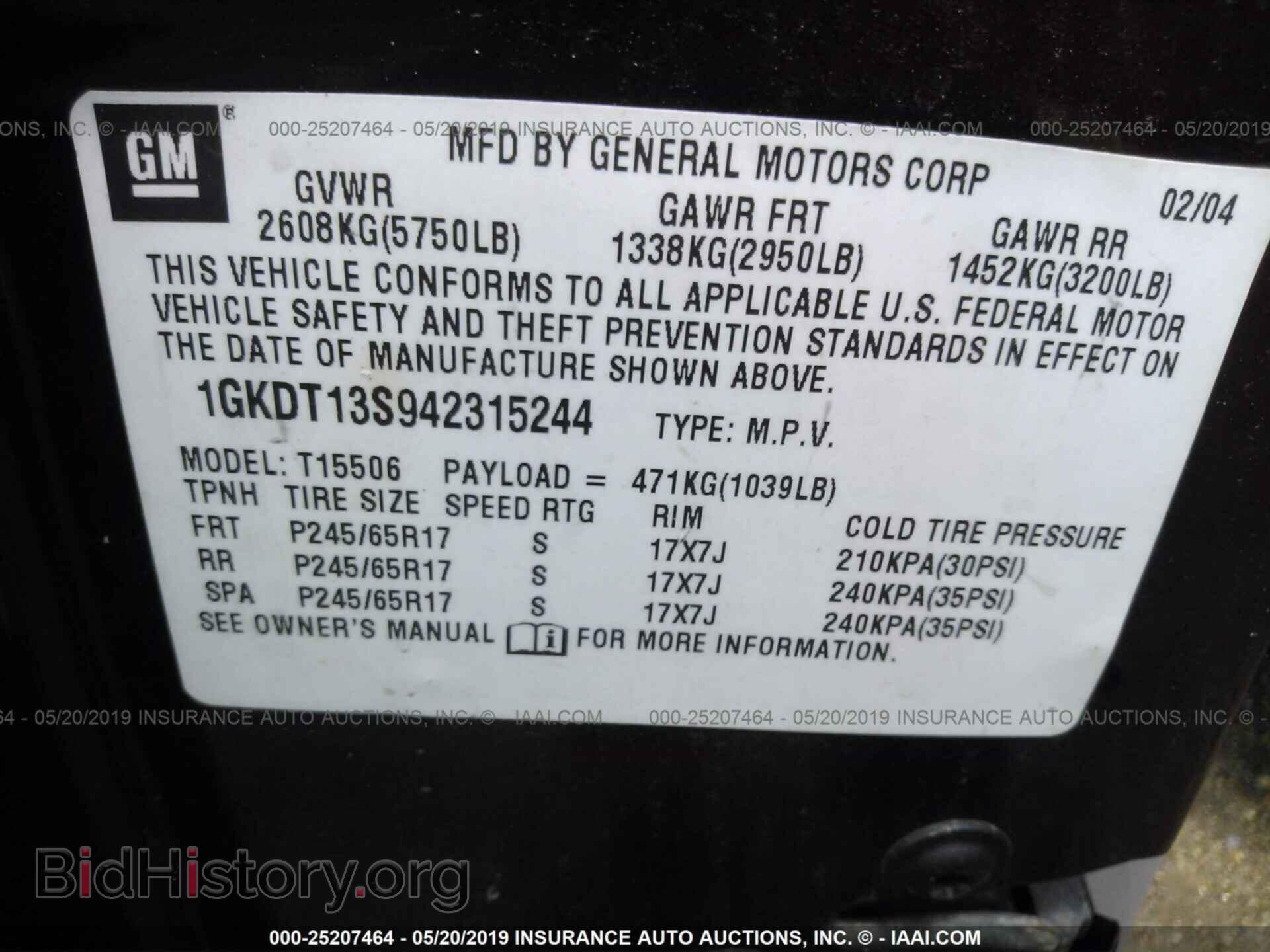 2004 GMC ENVOY - VIN: 1GKDT13S942315244 - Фото 9