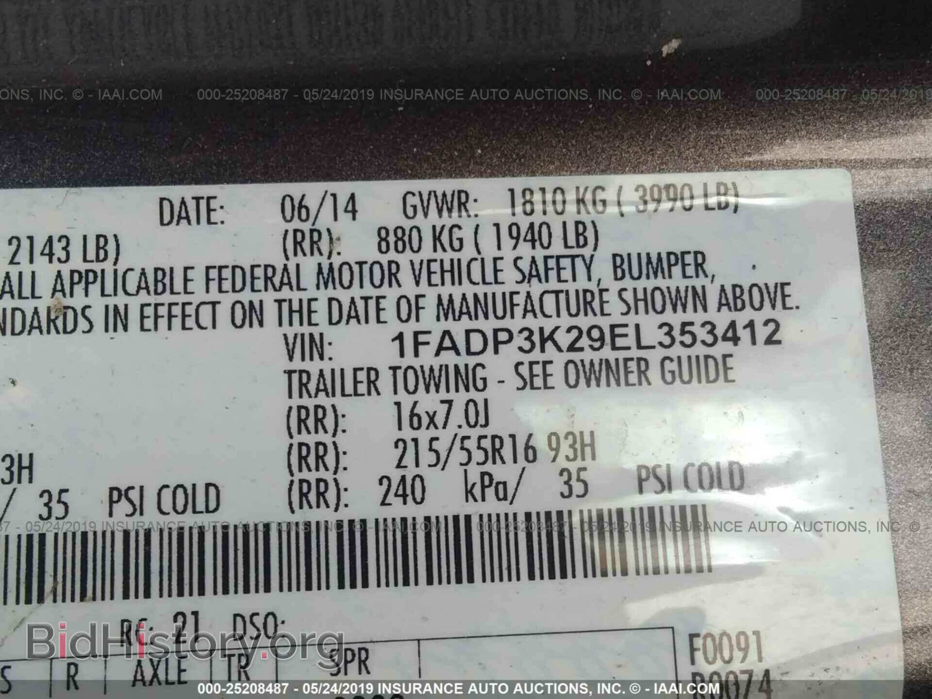 2014 FORD FOCUS - VIN: 1FADP3K29EL353412 - Фото 9