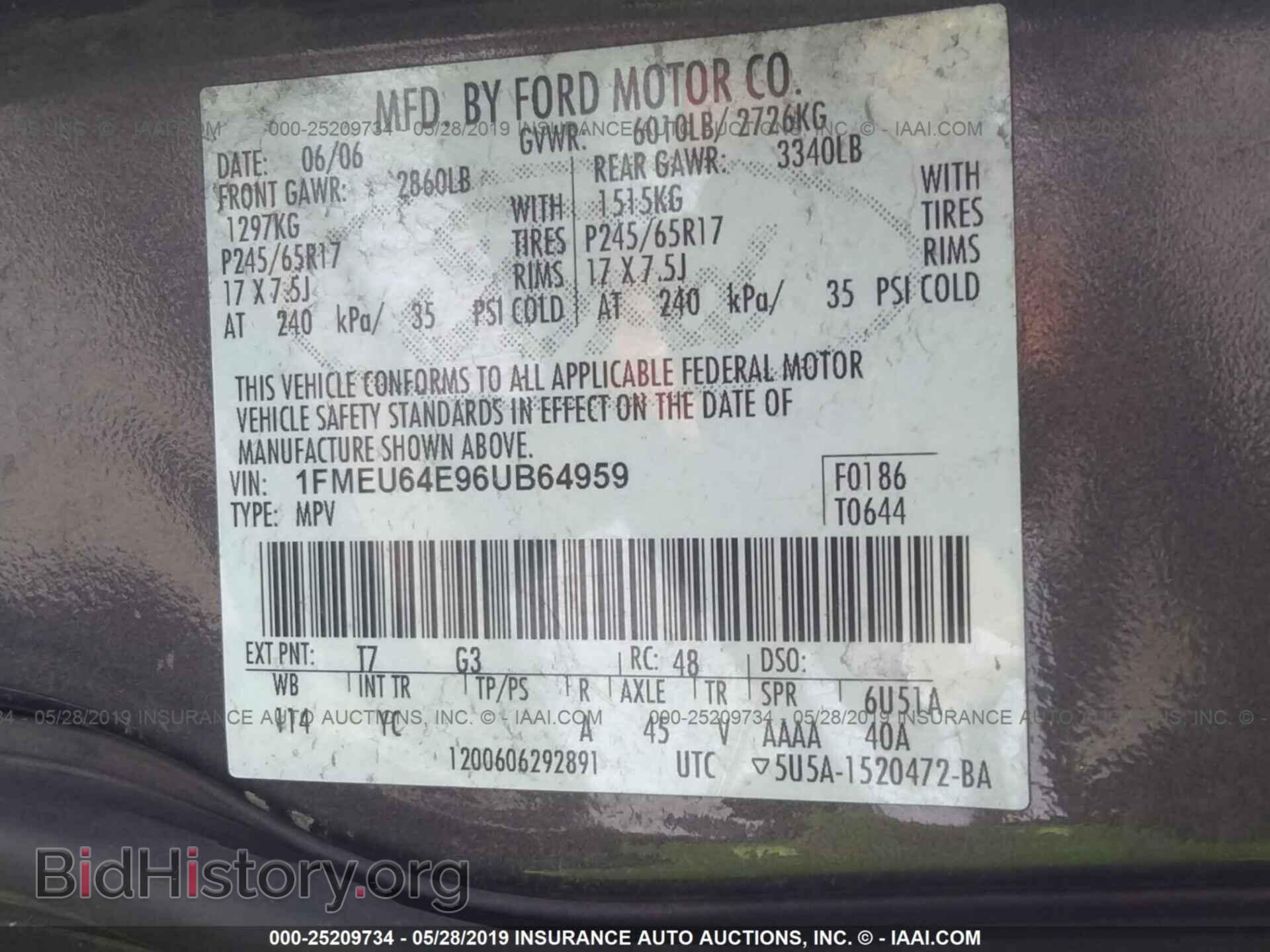 2006 FORD EXPLORER - VIN: 1FMEU64E96UB64959 - Photo 9