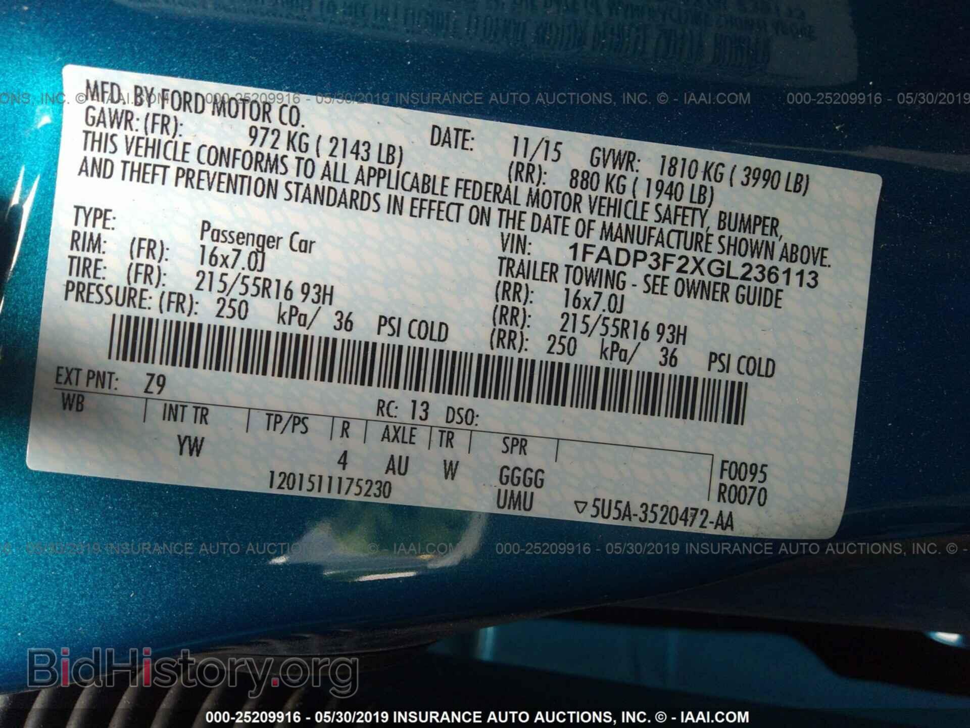 2016 FORD FOCUS - VIN: 1FADP3F2XGL236113 - Фото 9