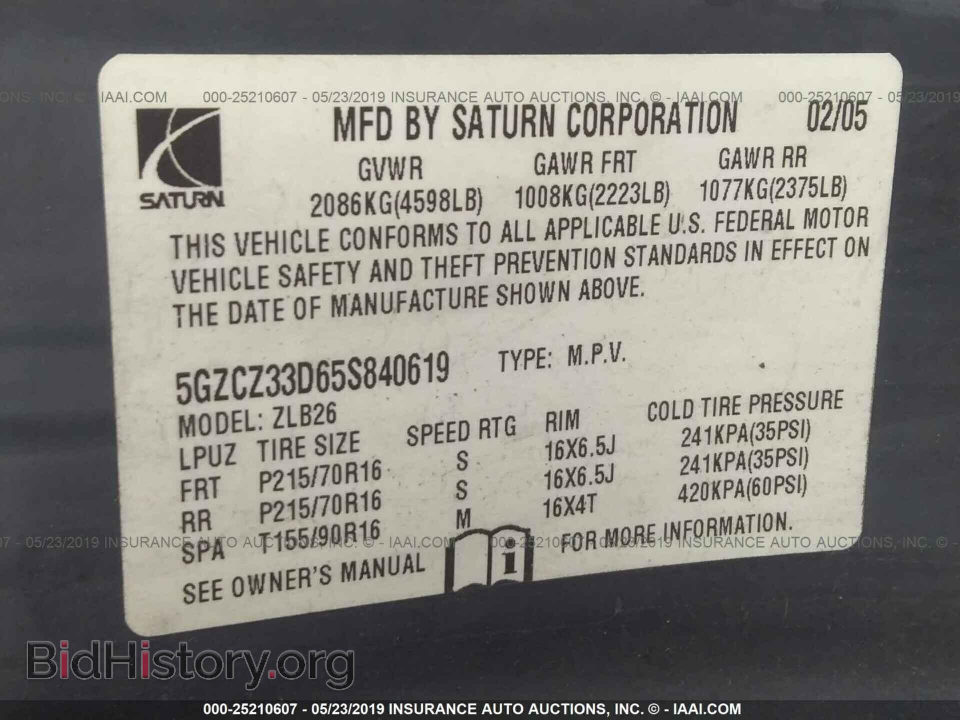 2005 SATURN VUE - VIN: 5GZCZ33D65S840619 - Фото 9