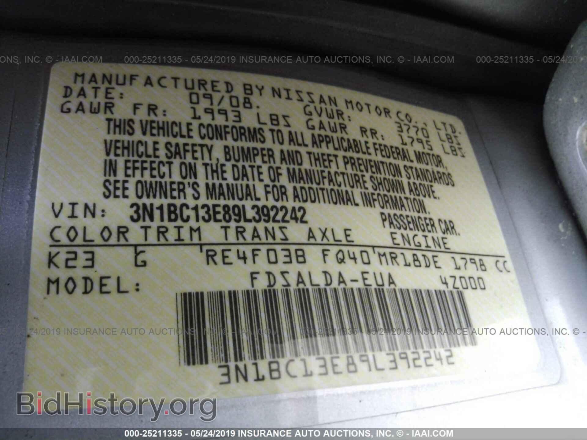 2009 NISSAN VERSA - VIN: 3N1BC13E89L392242 - Фото 9