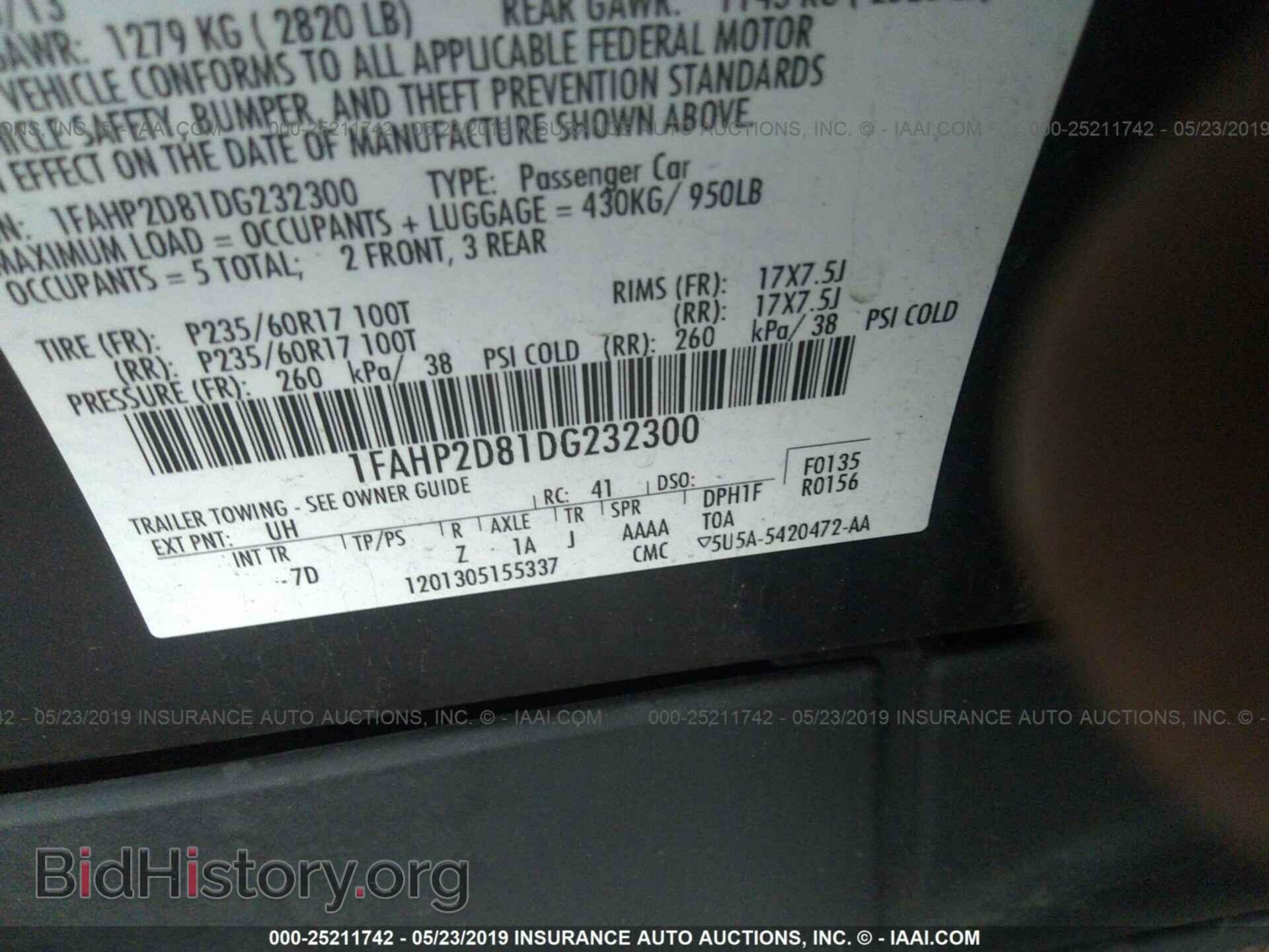 2013 FORD TAURUS - VIN: 1FAHP2D81DG232300 - Photo 9