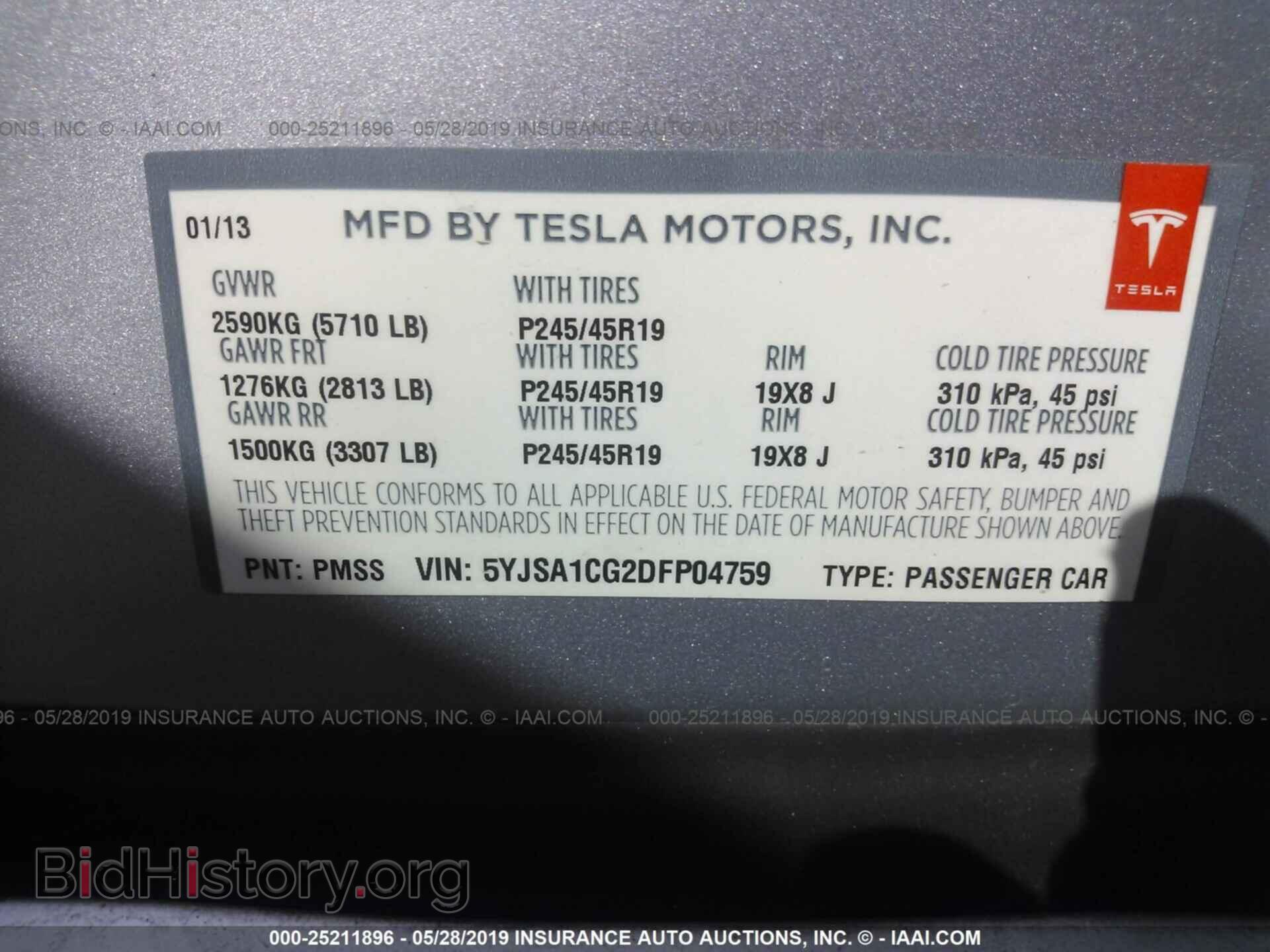 2013 TESLA MODEL S - VIN: 5YJSA1CG2DFP04759 - Photo 9