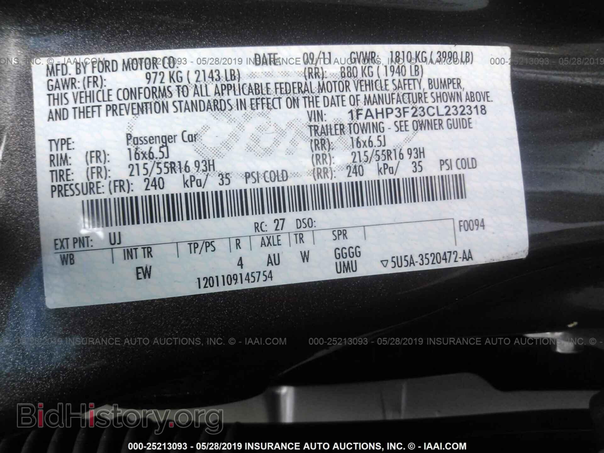 2012 FORD FOCUS - VIN: 1FAHP3F23CL232318 - Фото 9