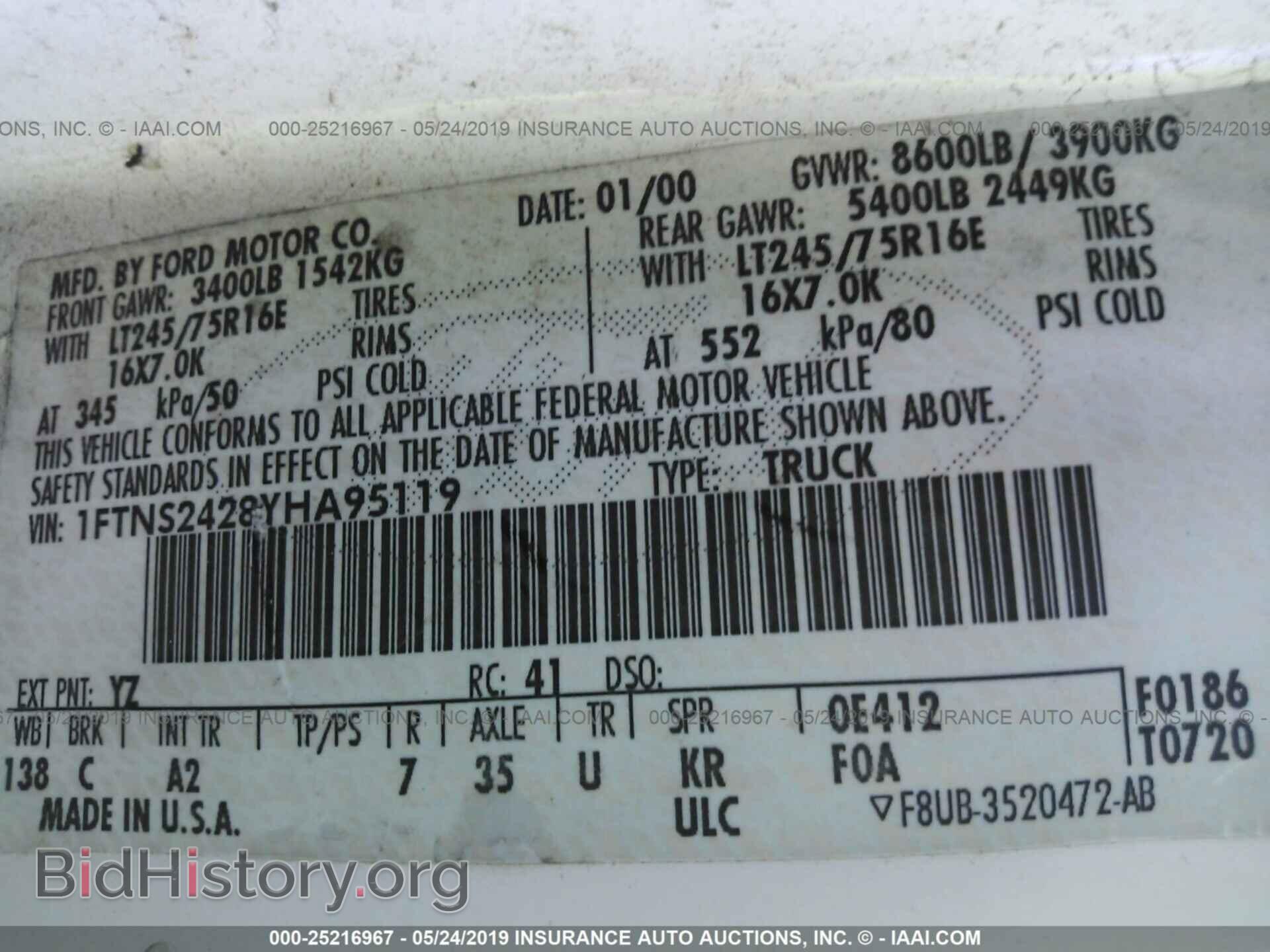 2000 FORD ECONOLINE - VIN: 1FTNS2428YHA95119 - Фото 9
