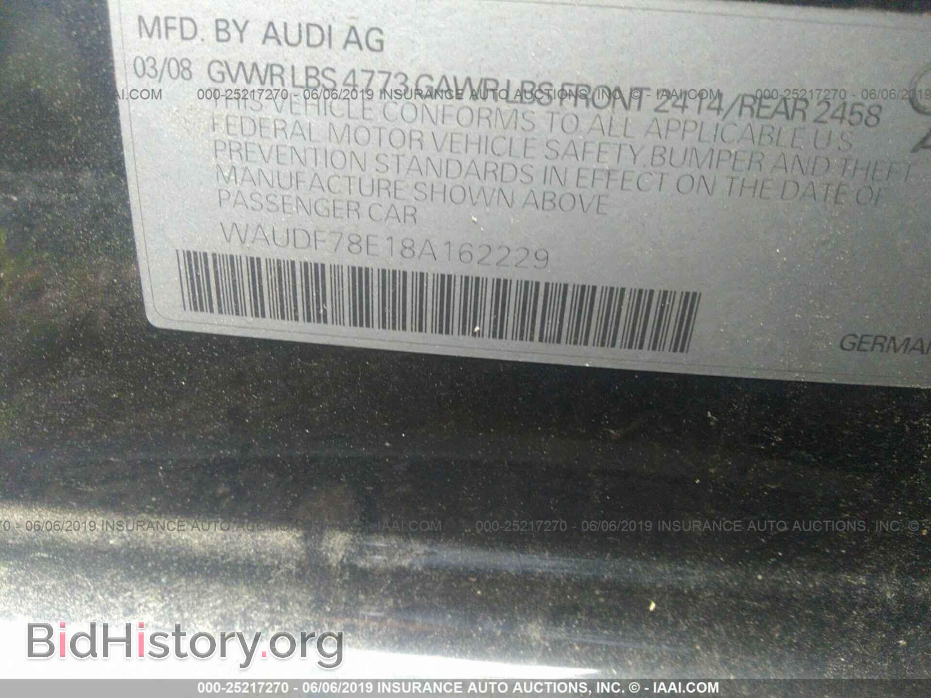 2008 AUDI A4 - VIN: WAUDF78E18A162229 - Фото 9