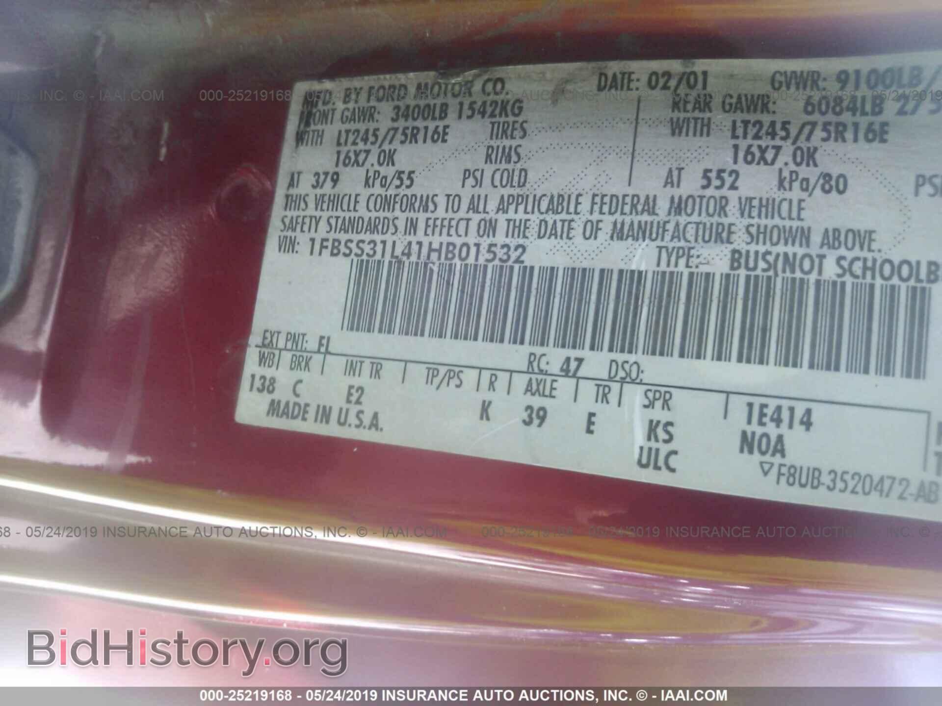 2001 FORD ECONOLINE - VIN: 1FBSS31L41HB01532 - Фото 9