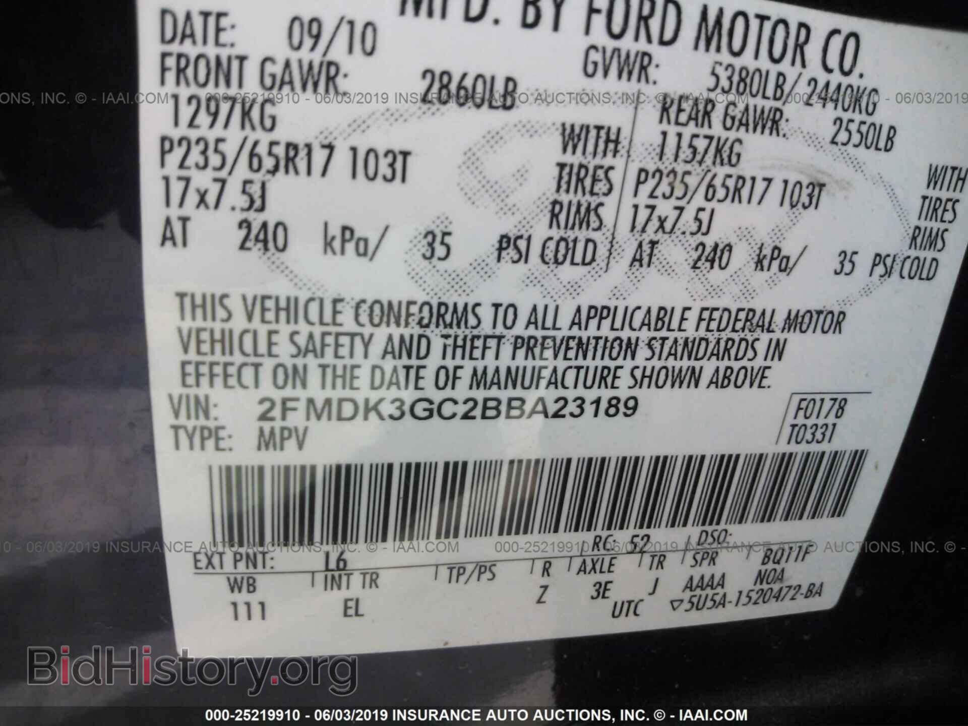 2011 FORD EDGE - VIN: 2FMDK3GC2BBA23189 - Photo 9