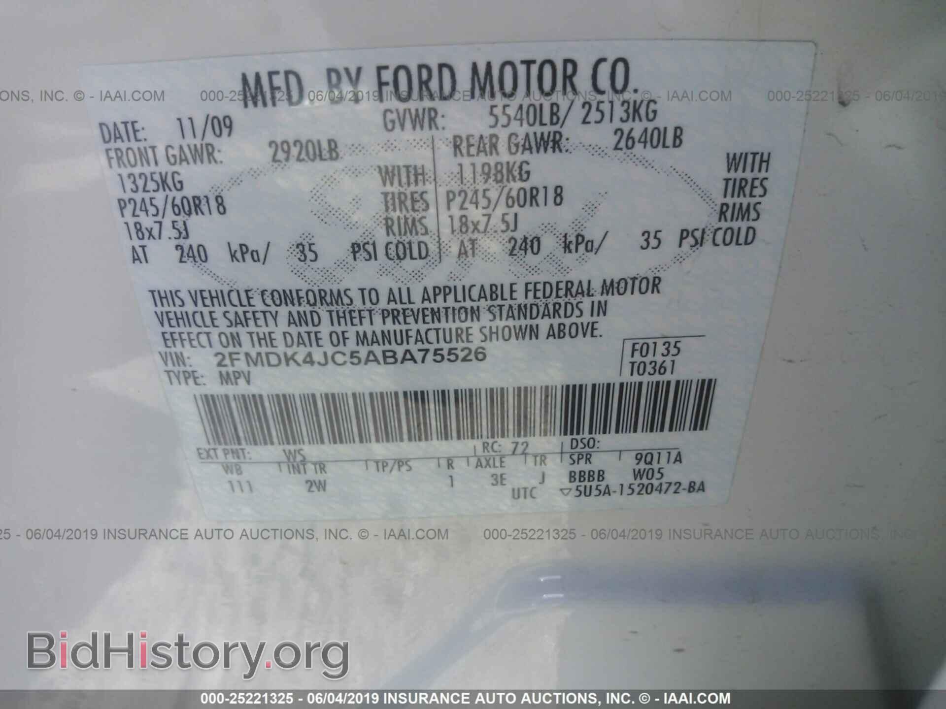 2010 FORD EDGE - VIN: 2FMDK4JC5ABA75526 - Photo 9
