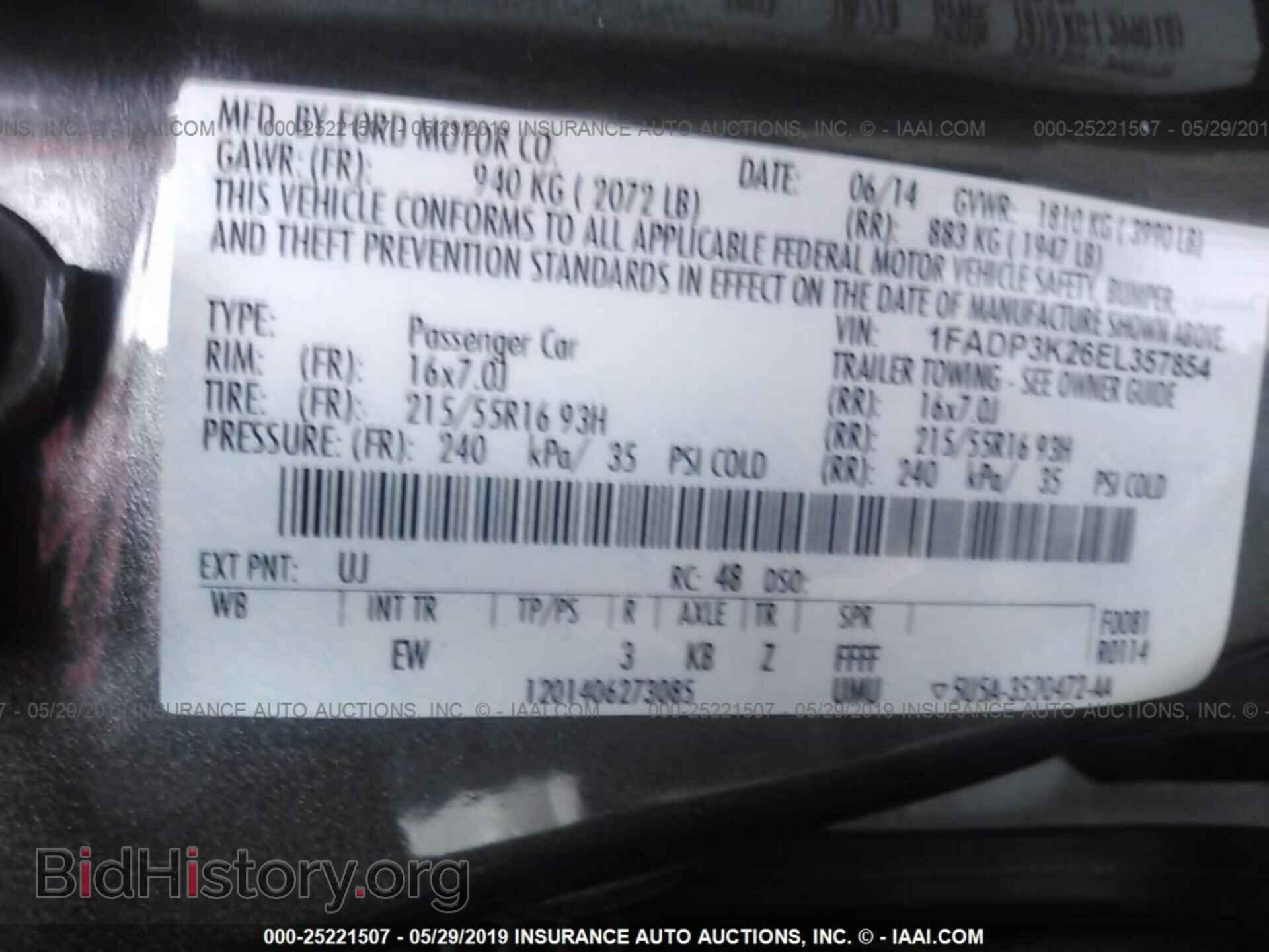 2014 FORD FOCUS - VIN: 1FADP3K26EL357854 - Фото 9