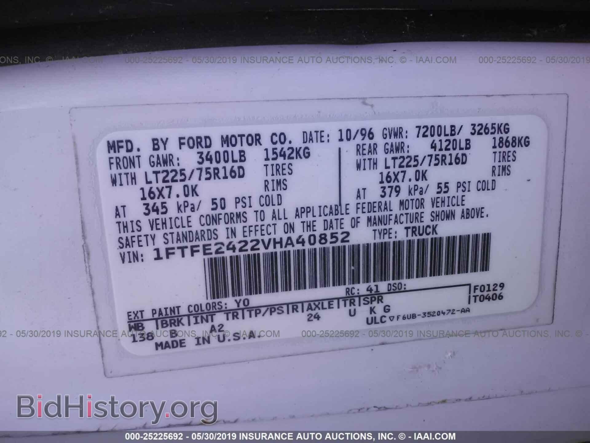 1997 FORD ECONOLINE - VIN: 1FTFE2422VHA40852 - Фото 9