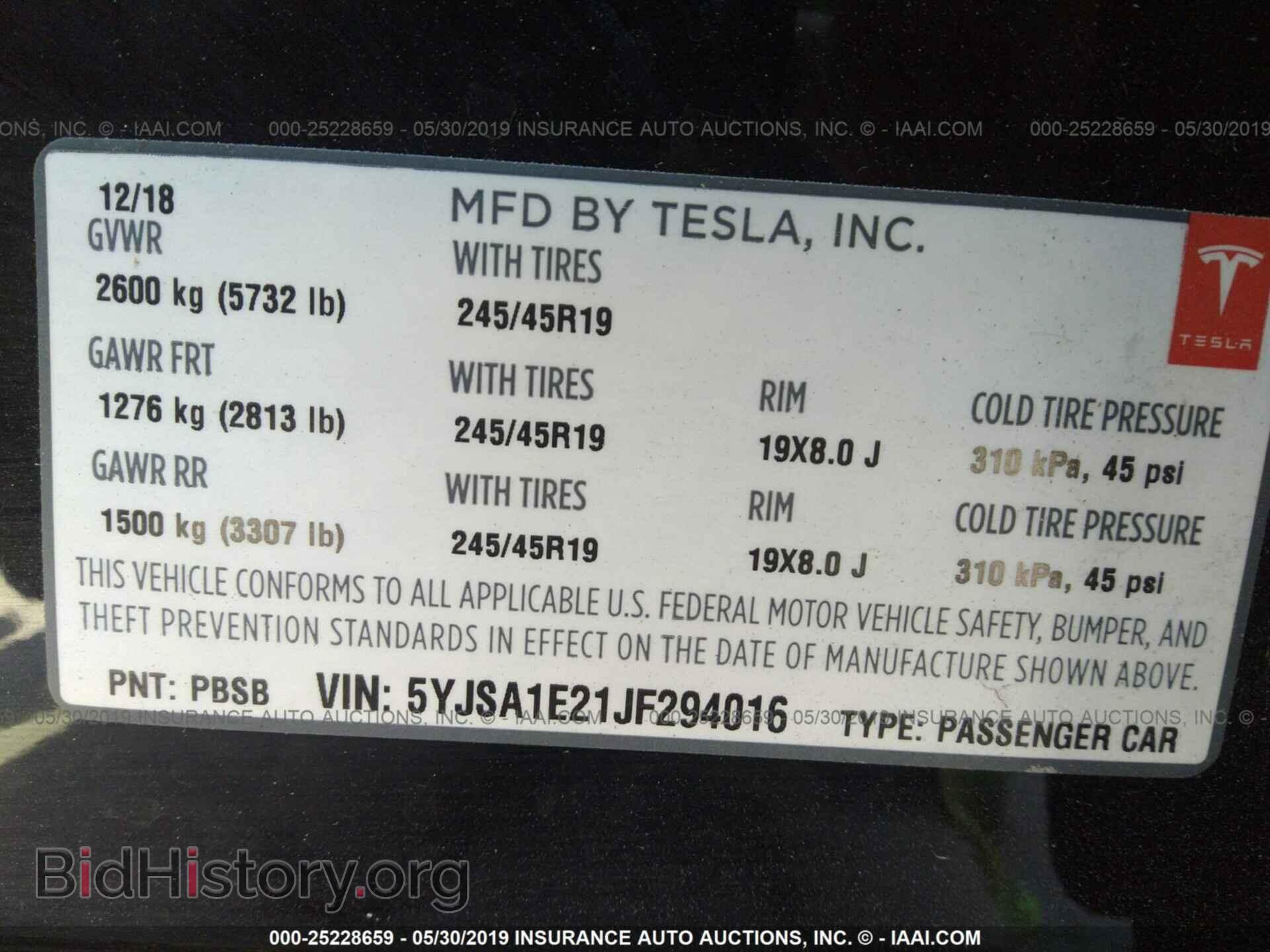 2018 TESLA MODEL S - VIN: 5YJSA1E21JF294016 - Photo 9