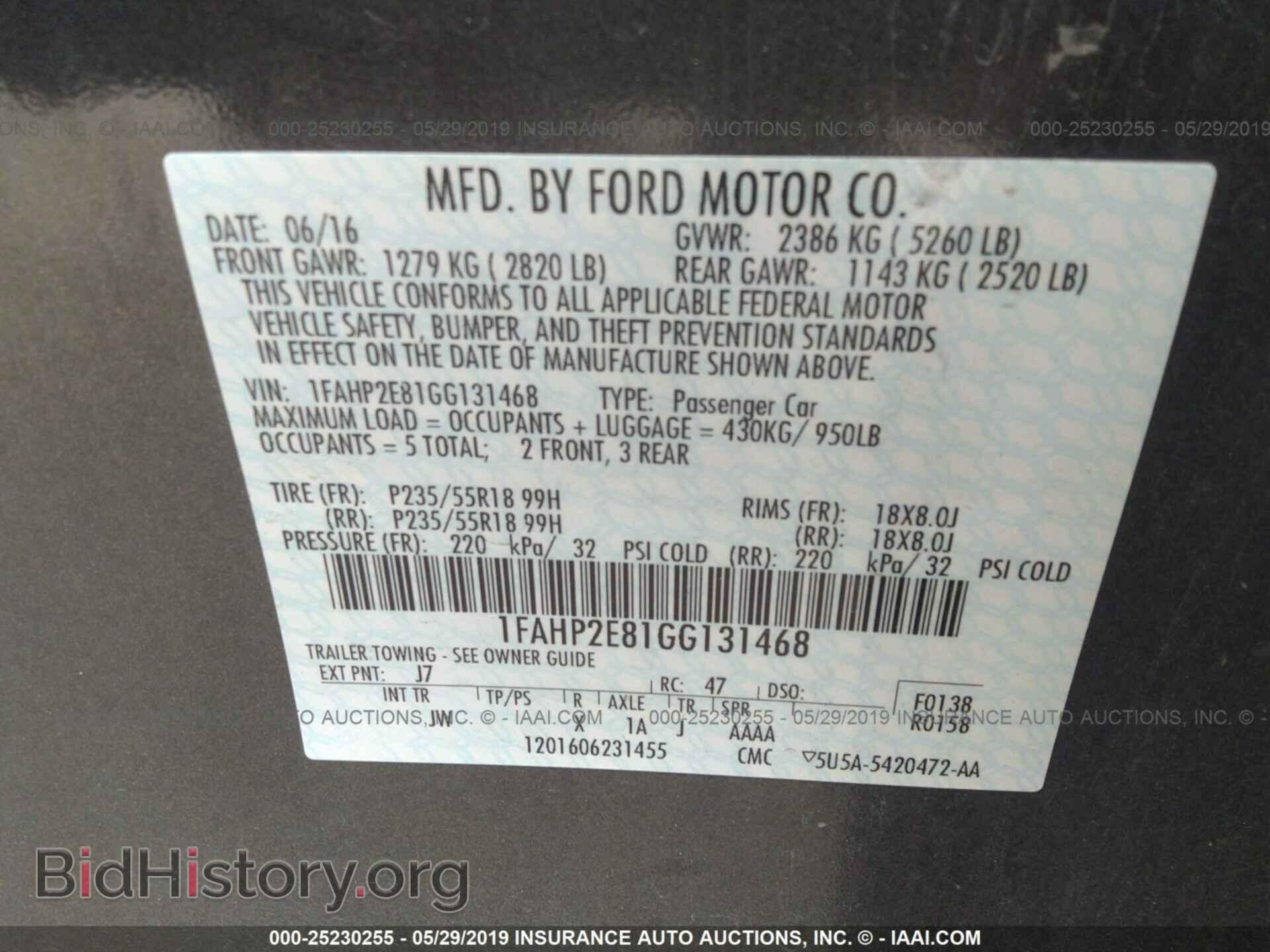 2016 FORD TAURUS - VIN: 1FAHP2E81GG131468 - Фото 9