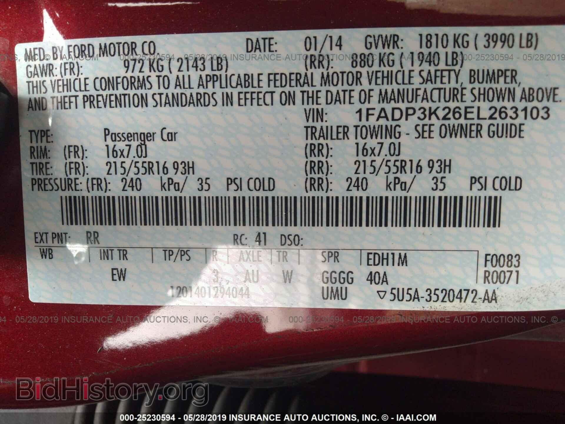 2014 FORD FOCUS - VIN: 1FADP3K26EL263103 - Фото 9