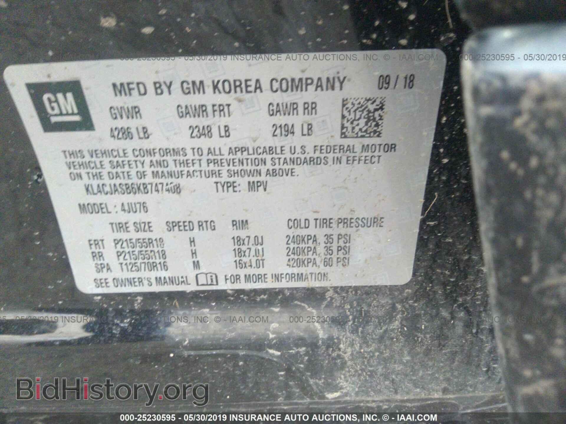 2019 BUICK ENCORE - VIN: KL4CJASB6KB747408 - Фото 9