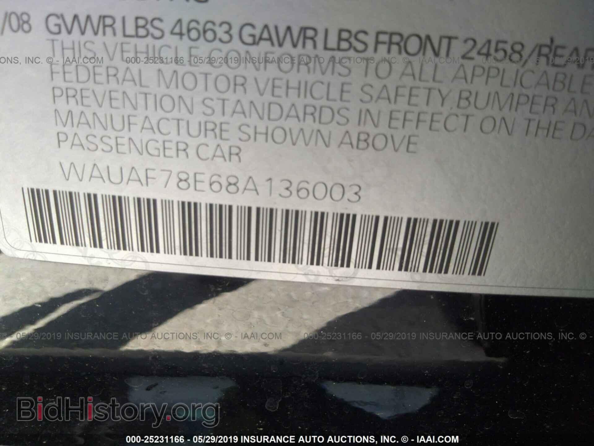 2008 AUDI A4 - VIN: WAUAF78E68A136003 - Фото 9