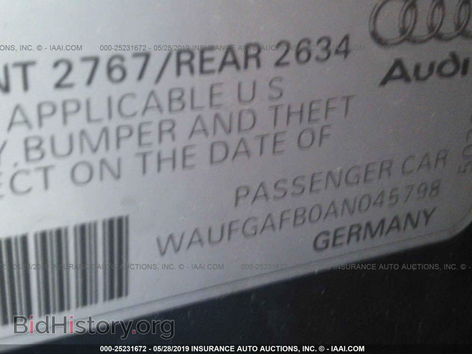 2010 AUDI A6 - VIN: WAUFGAFB0AN045798 - Фото 9