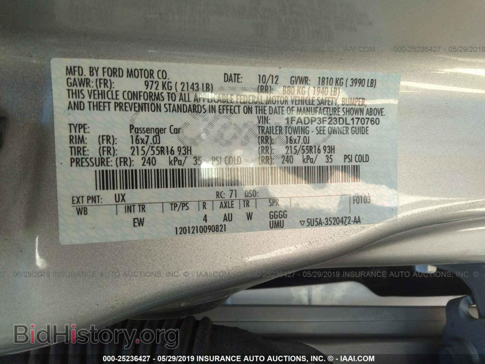 2013 FORD FOCUS - VIN: 1FADP3F23DL170760 - Фото 9