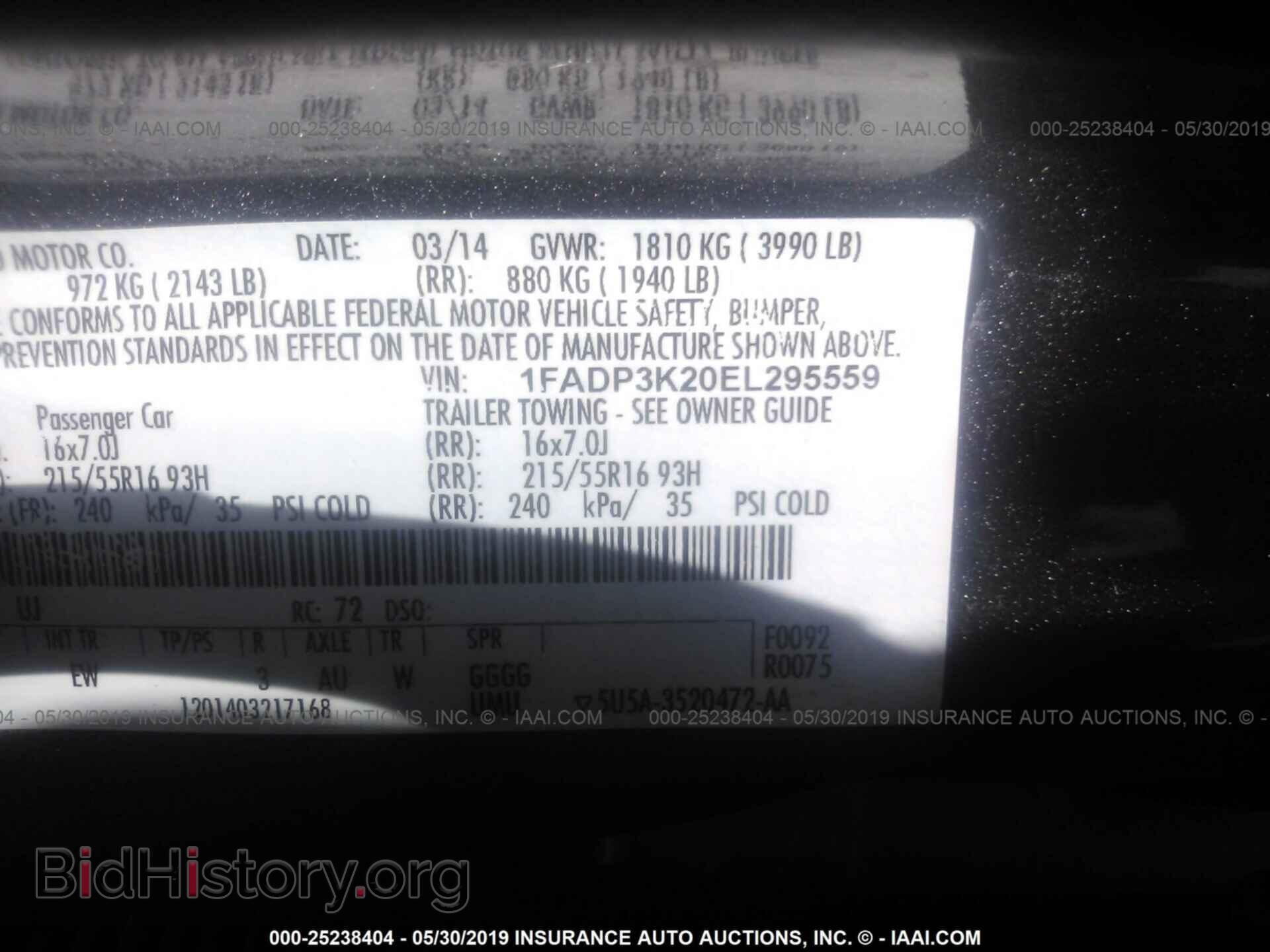 2014 FORD FOCUS - VIN: 1FADP3K20EL295559 - Фото 9