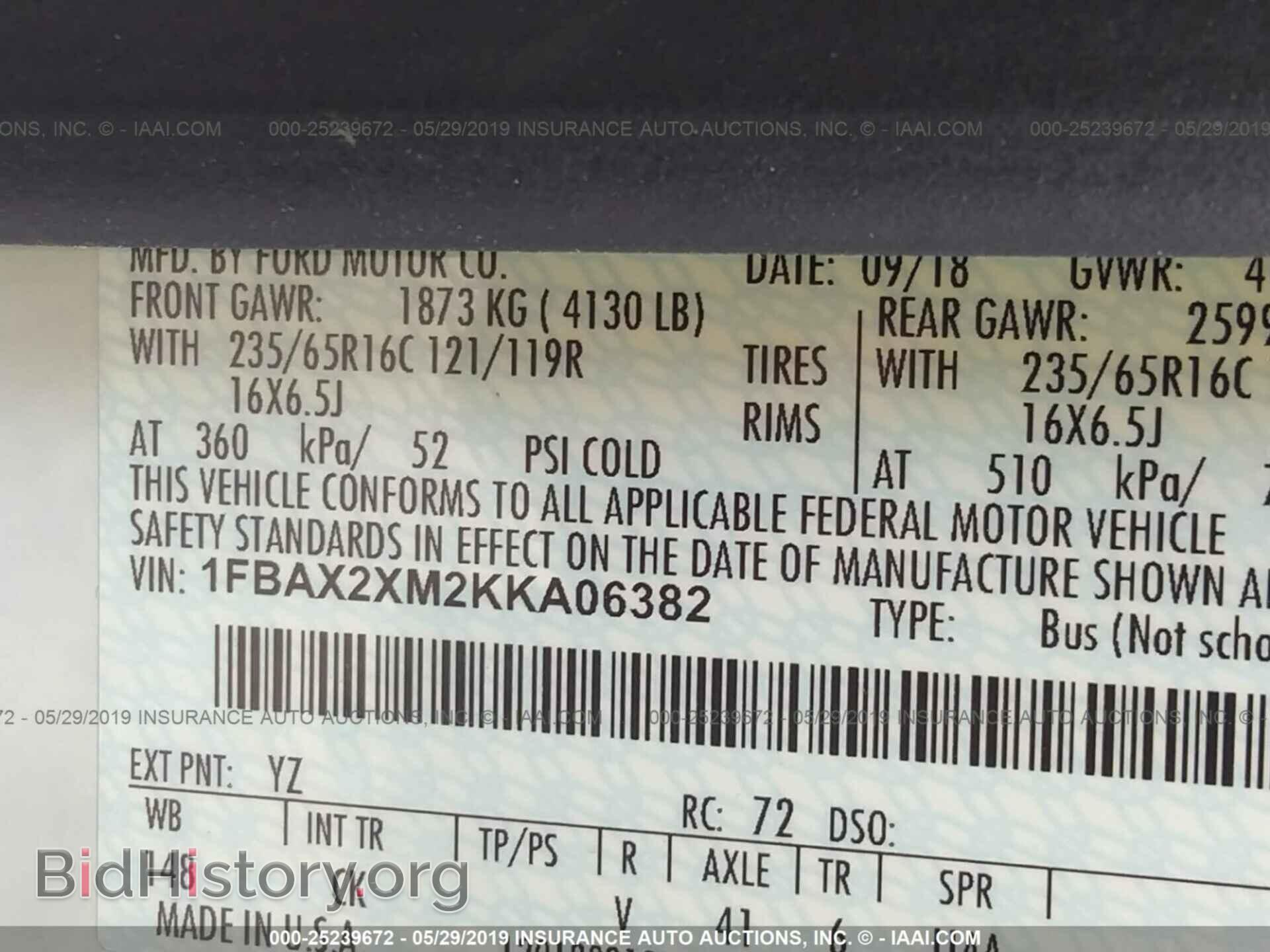 2019 FORD TRANSIT - VIN: 1FBAX2XM2KKA06382 - Фото 9
