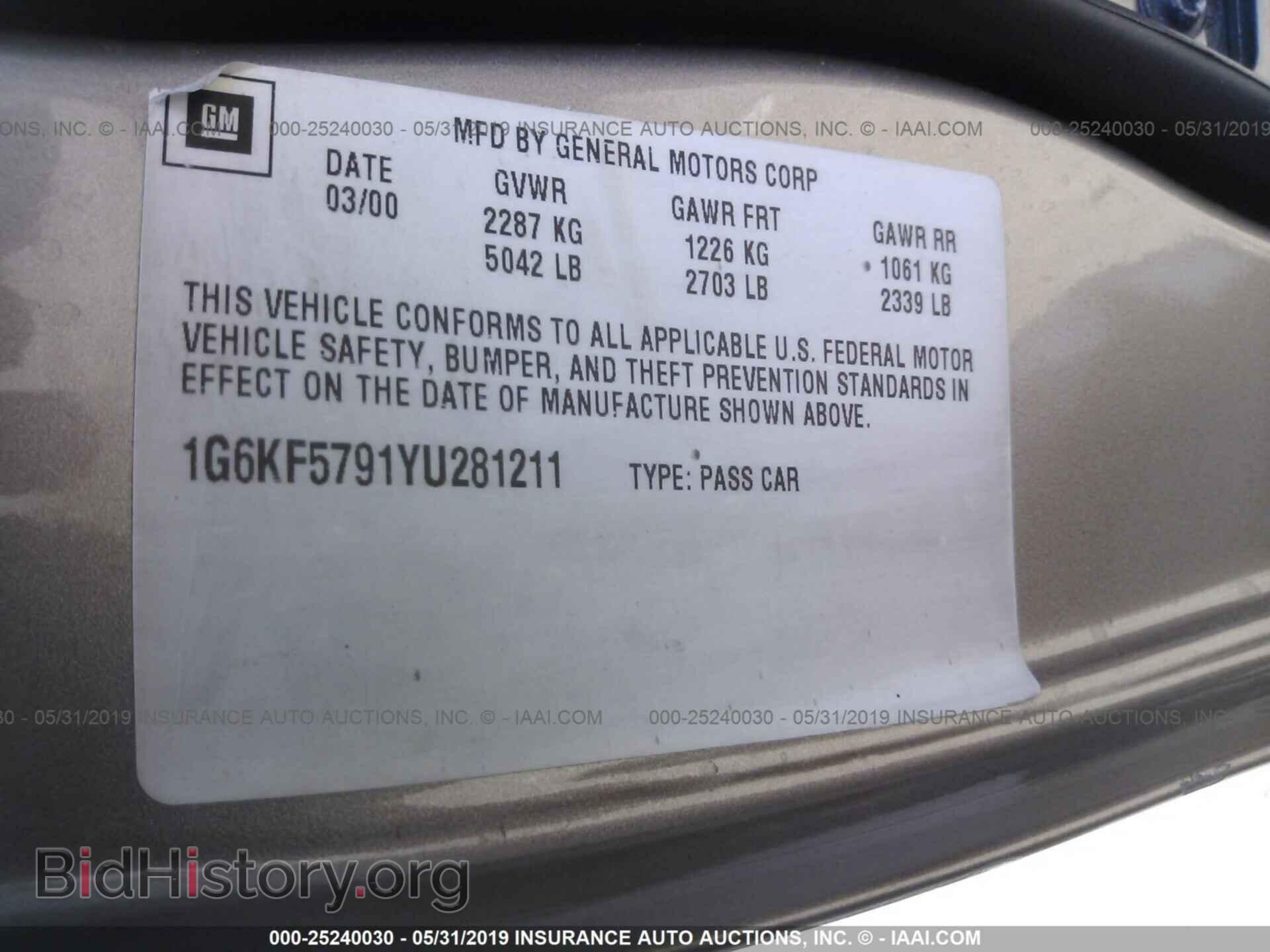 2000 CADILLAC DEVILLE - VIN: 1G6KF5791YU281211 - Фото 9