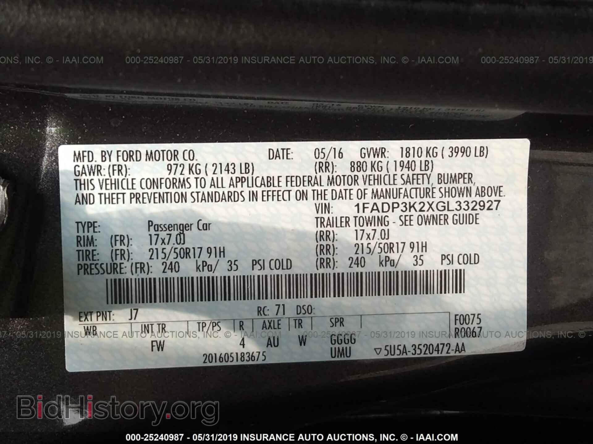 2016 FORD FOCUS - VIN: 1FADP3K2XGL332927 - Фото 9