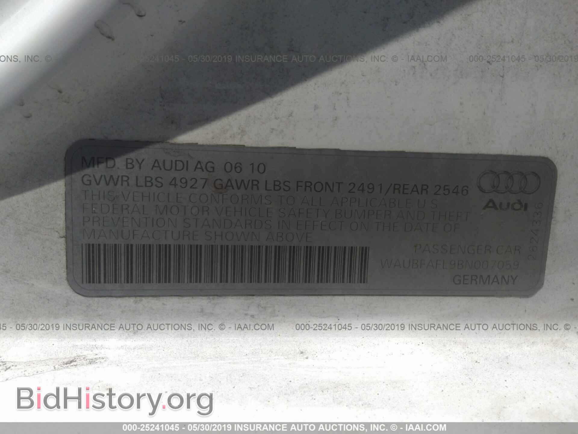 2011 AUDI A4 - VIN: WAUBFAFL9BN007059 - Photo 9