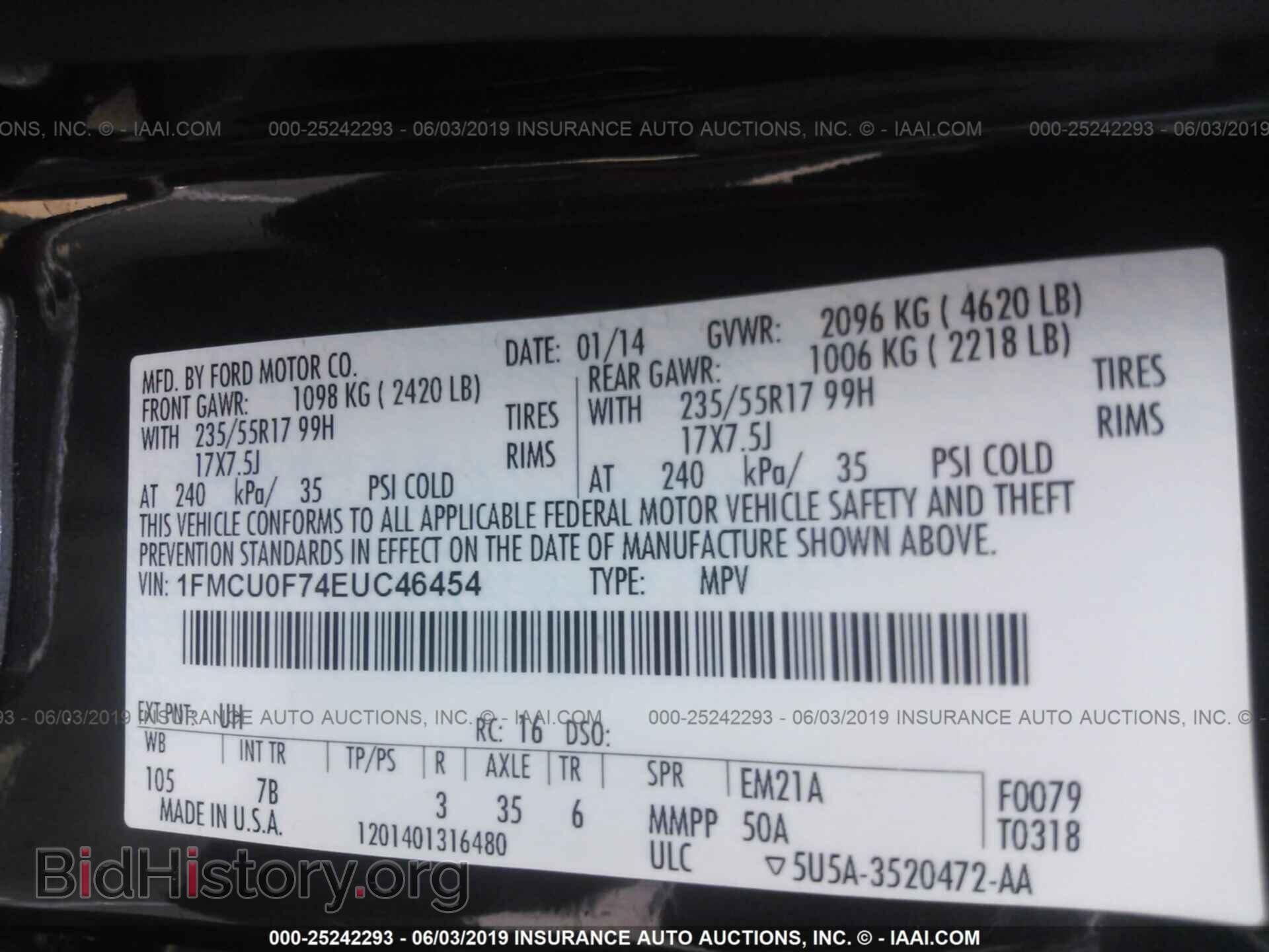 2014 FORD ESCAPE - VIN: 1FMCU0F74EUC46454 - Photo 9