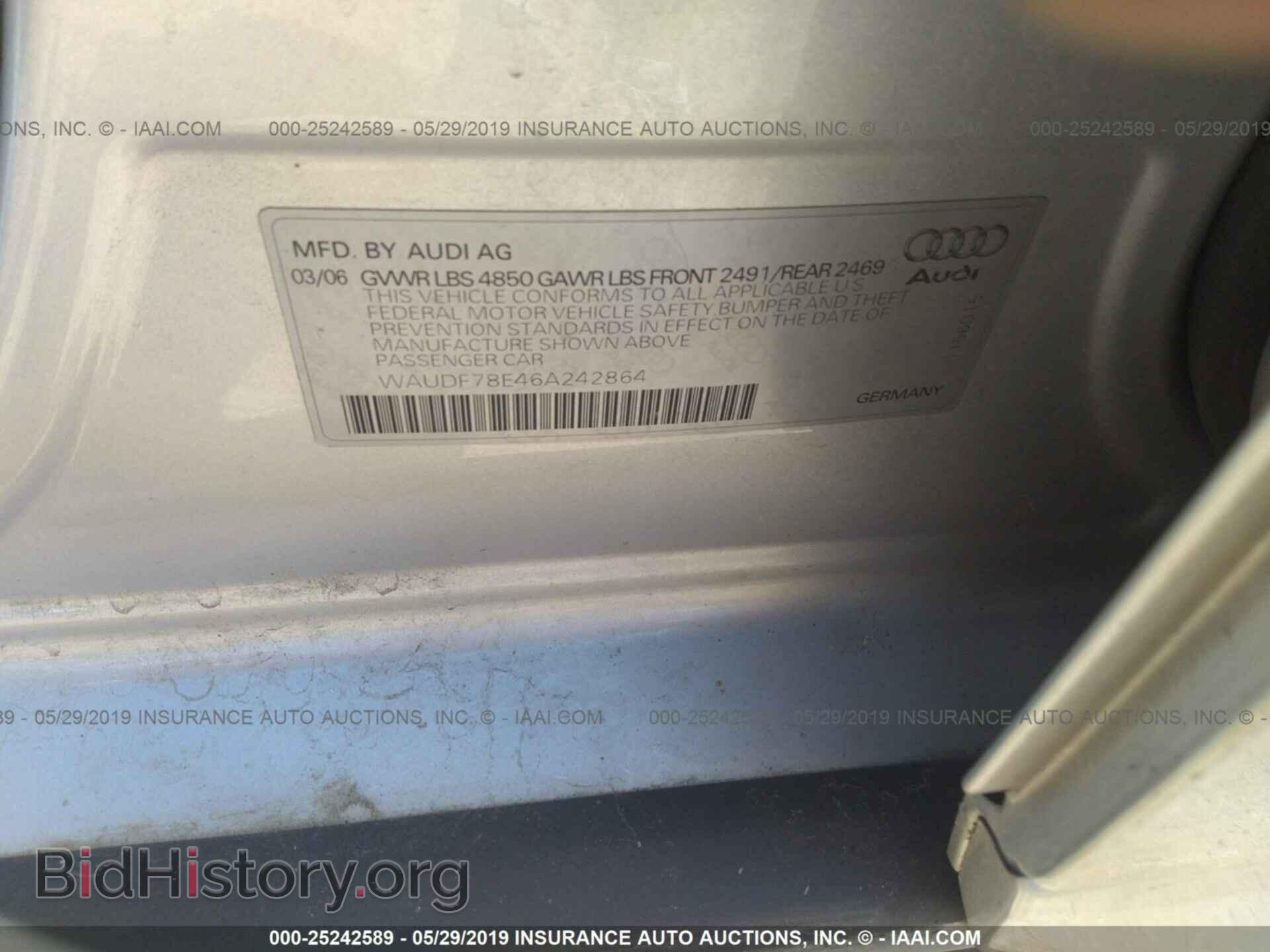2006 AUDI A4 - VIN: WAUDF78E46A242864 - Фото 9