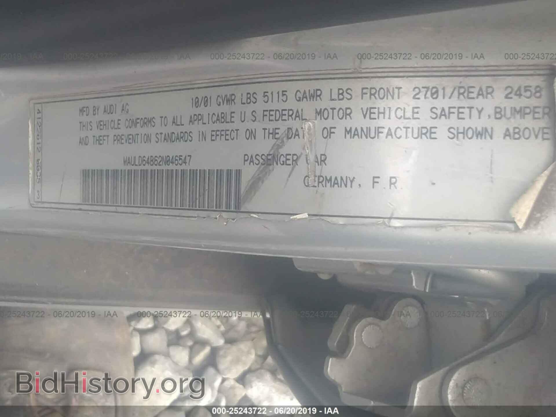 2002 AUDI A6 - VIN: WAULD64B62N046547 - Фото 9