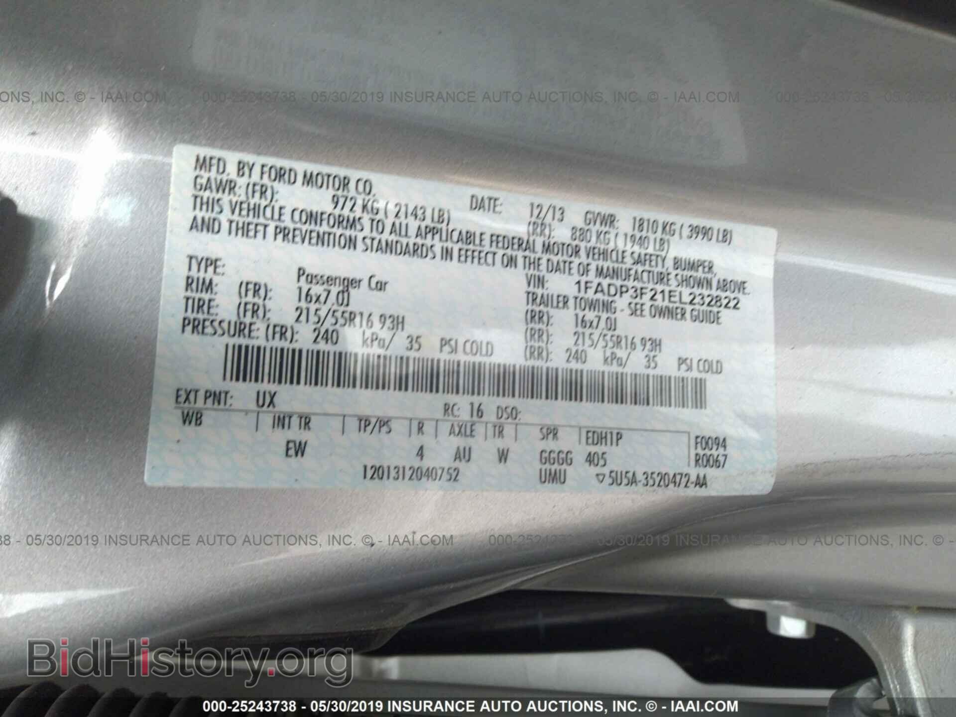 2014 FORD FOCUS - VIN: 1FADP3F21EL232822 - Фото 9
